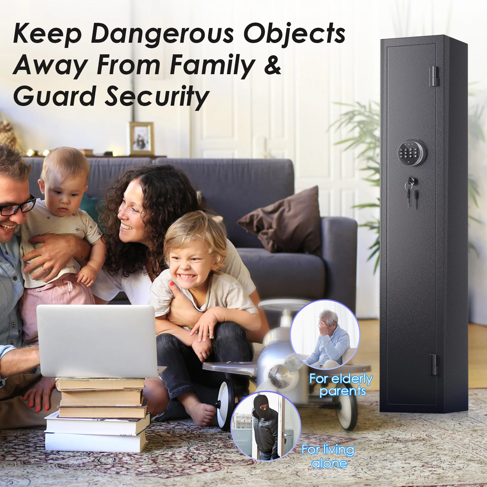 SRWTRCHRY Fingerprint 5-Gun Safe, 2s Quick Access Gun Cabinet with 2 Open Ways, Electronic Storage Cabinet for Rifles, Heavy-Duty Security Cabinet with Removable Shelf, 56''H - Womvr