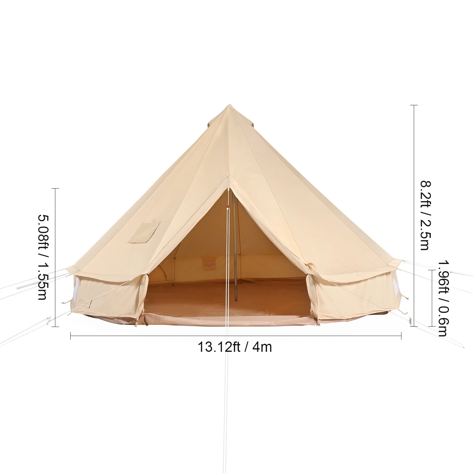 SKYSHALO Canvas Bell Tent 4m/13.12ft 4-Season Camping Yurt Tent with Stove Jack - Womvr
