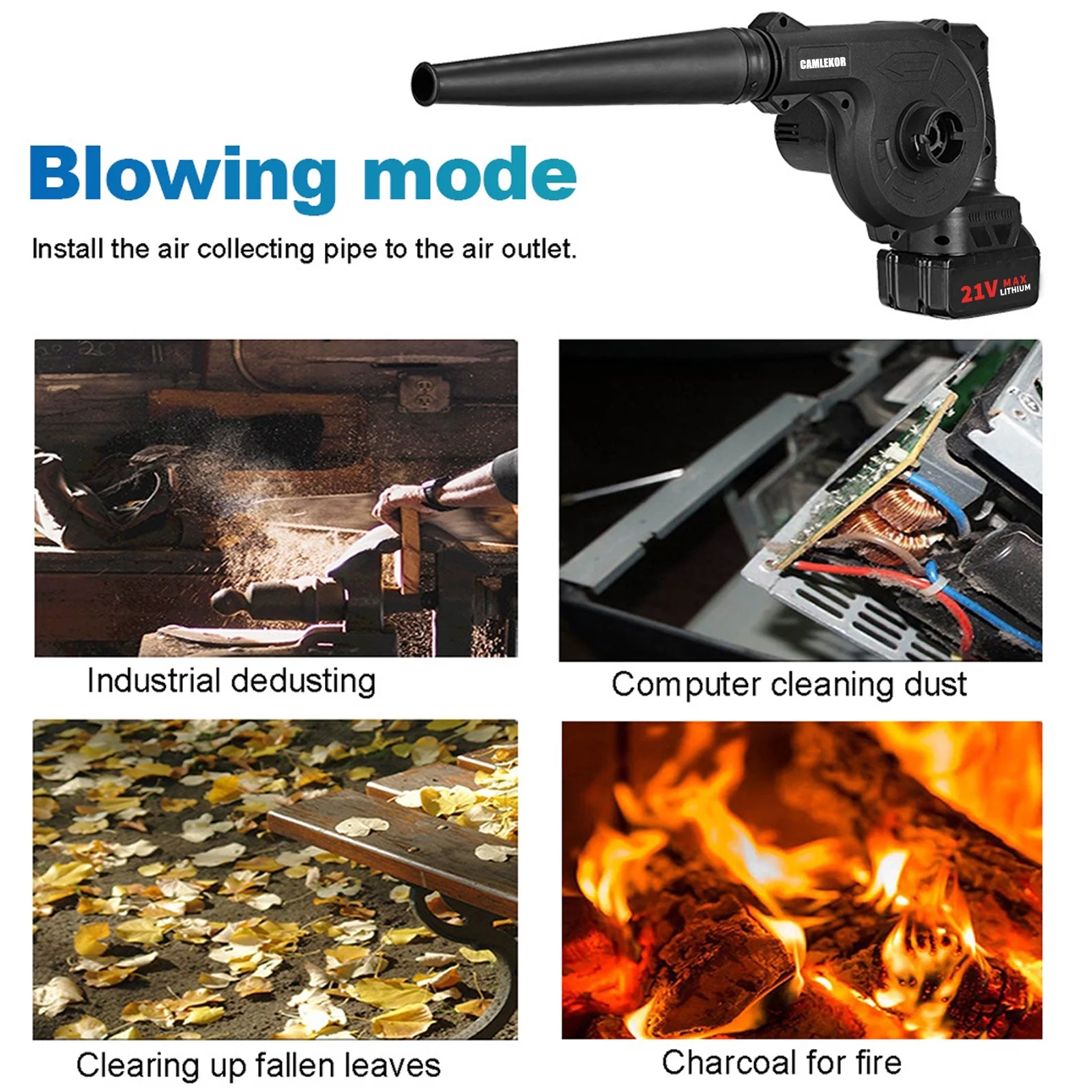 Camlekor Cordless Leaf Blower 21V Electric Mini Handheld Blower Lightweight Small Powerful Blower Battery Operated Air Leaf Blower - Womvr