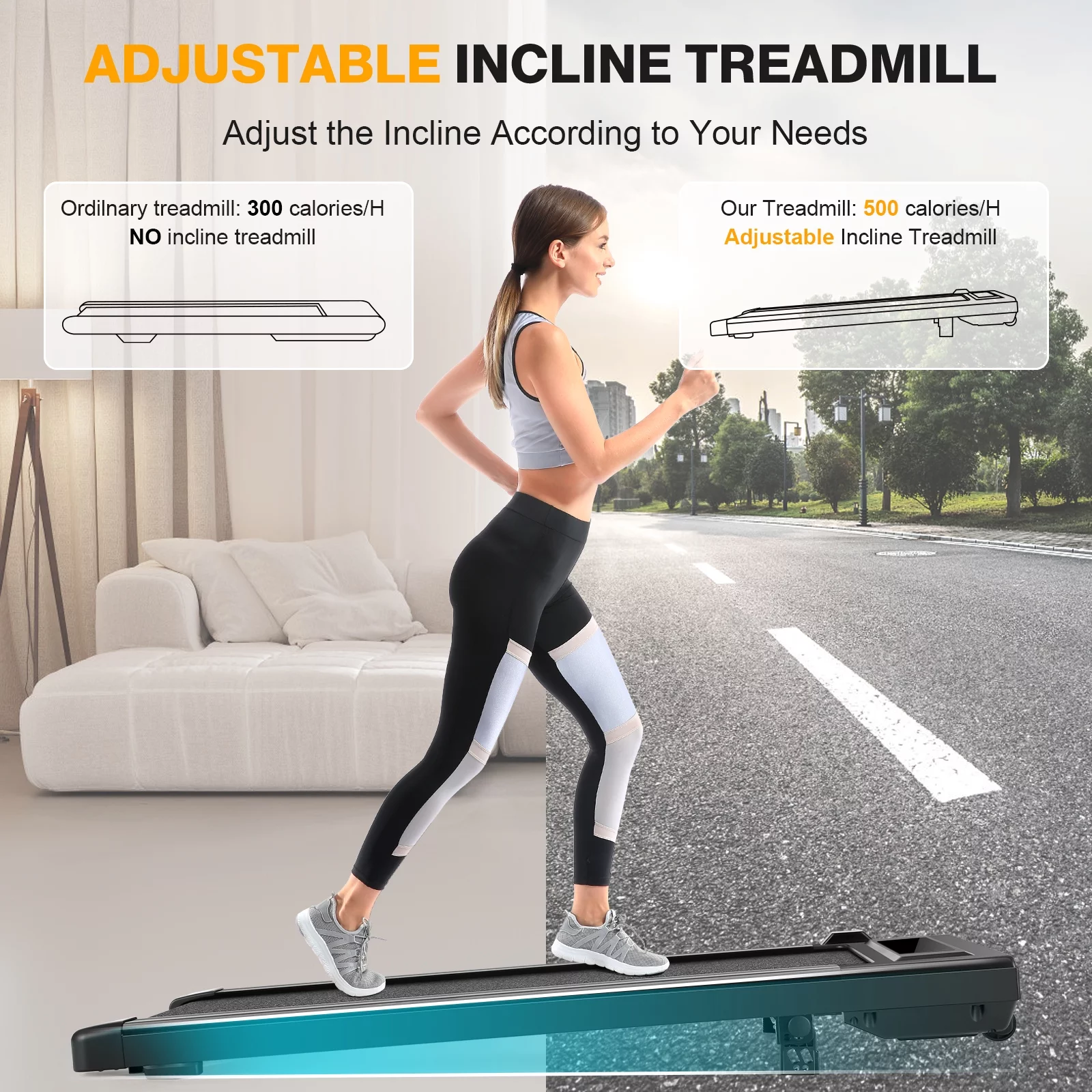 Tikmboex 2.5HP Walking Pad Under Desk Treadmill with LED Touch Screen Remote Control, 2 in 1 Treadmills for Home Office, Black - Womvr