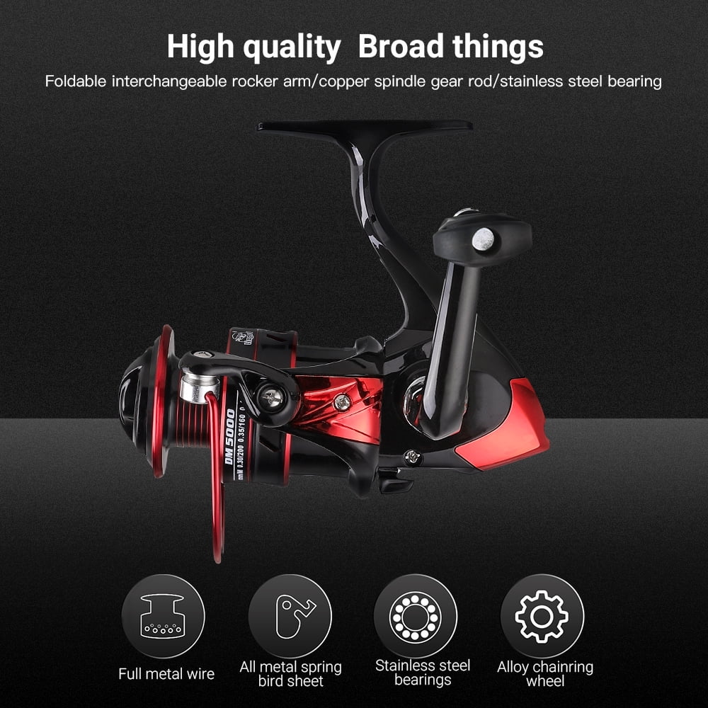 Spinning Fishing Reels, Anpro New Spinning Reel with Left/Right Interchangeable Collapsible ,5.2:1 Gear Ratio Smooth 13BB, Size 2000 - Womvr