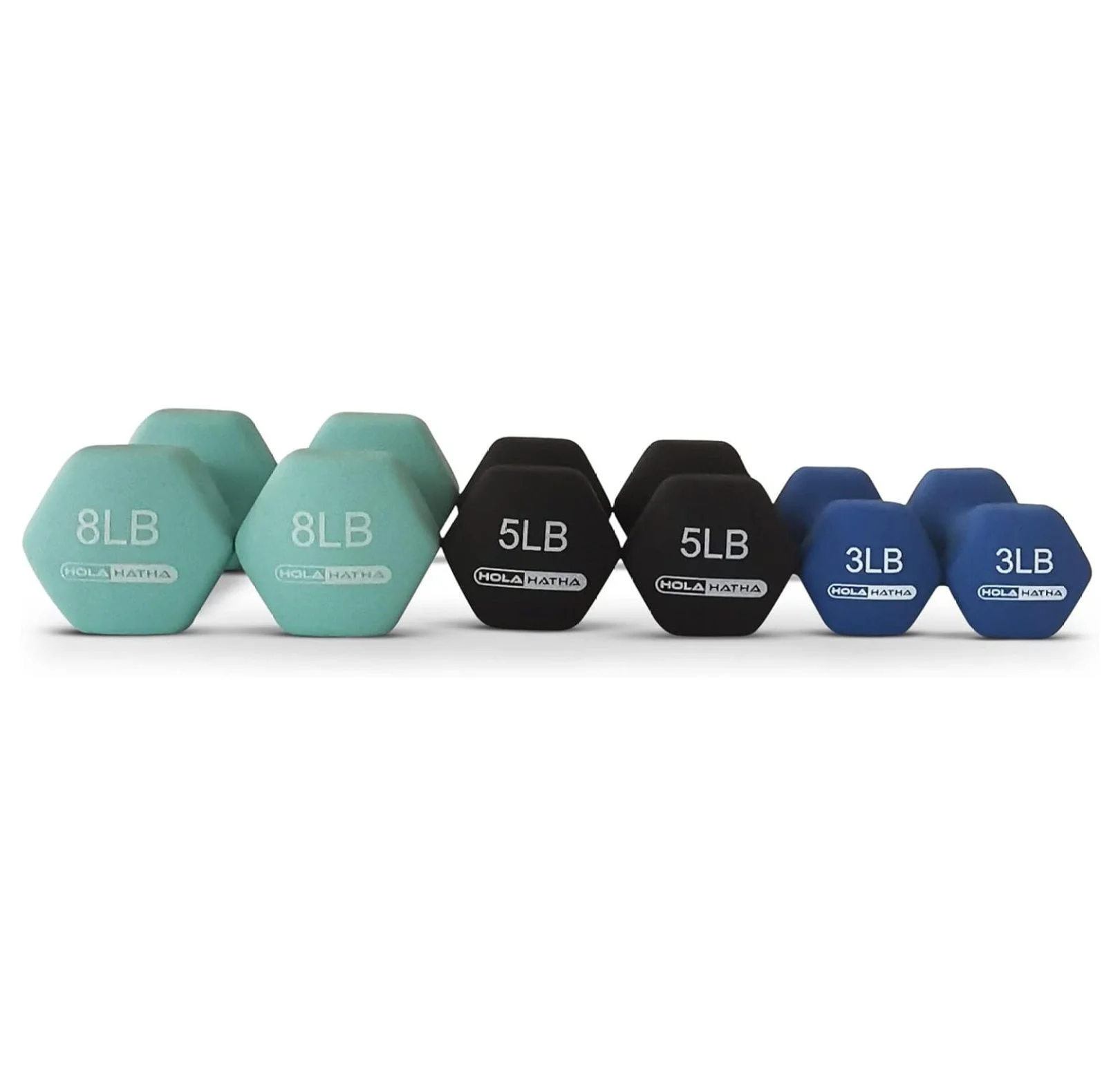 2, 3, 5, 8, and 10 Pound Neoprene Dumbbell Hand Weight Set with Rack - Womvr