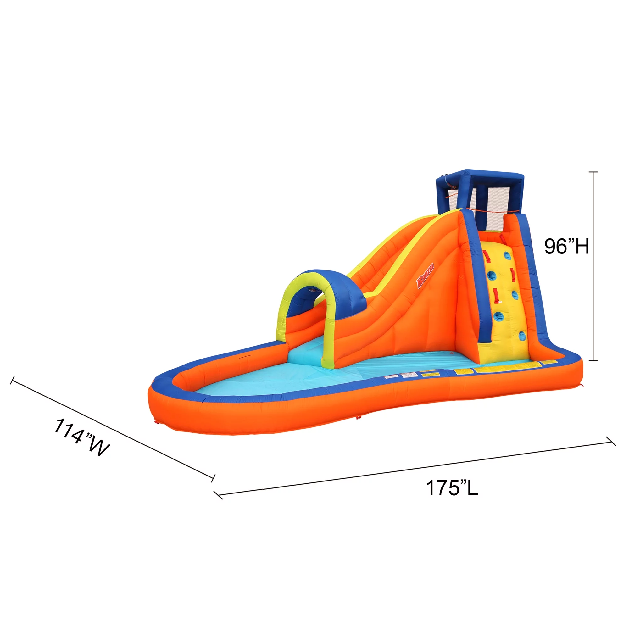 Banzai Pipeline Water Park Toy, Length: 14 ft 7 in, Width: 9 ft 6 in, Height: 7 ft 11 in, Inflatable Outdoor Backyard Water Slide Splash Toy - Womvr