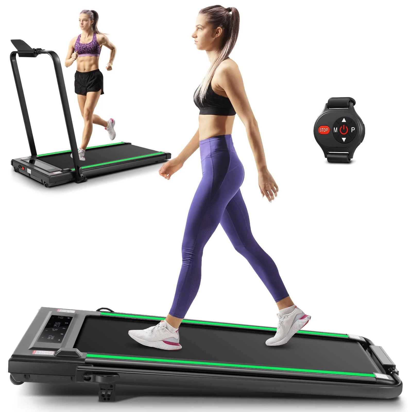ANCHEER Treadmills, 2 in 1 Folding Treadmill, Walking Pad Treadmill Under Desk for Home Use, Portable Treadmill with Remote Control, Installation-Free - Womvr