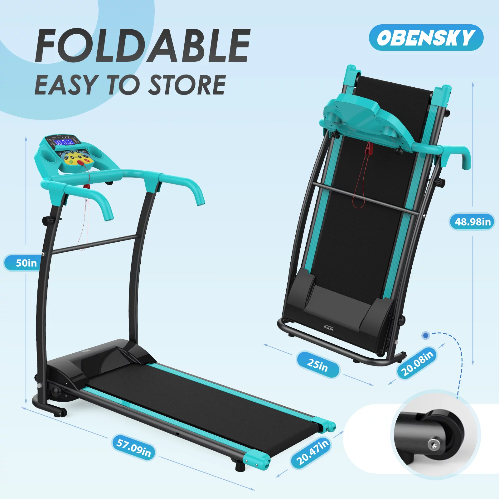OBENSKY 1000W Portable Foldable Treadmill, Running Jogging Quiet Fitness Machine/Black - Womvr