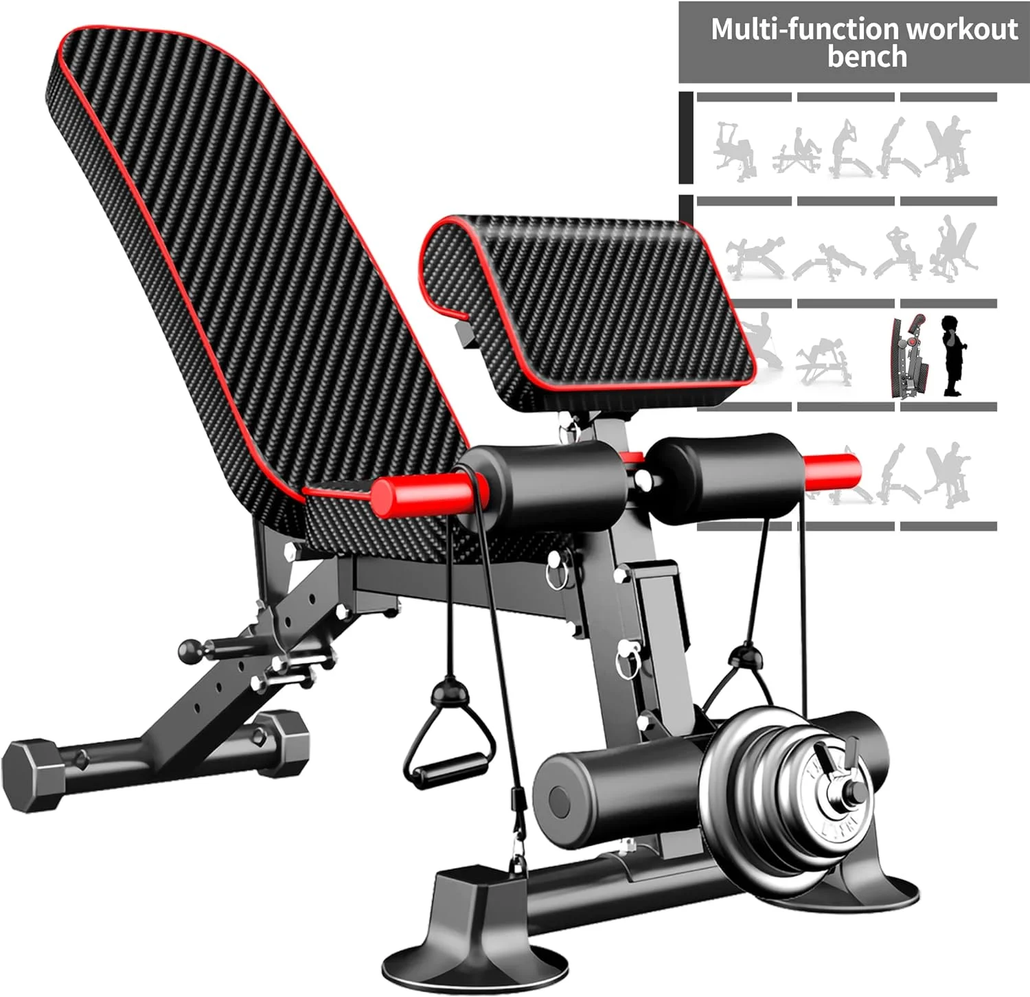 K Kingkang Adjustable Weight Bench Utility Workout Bench for Home Gym,Foldable Incline Decline Benches for Full Body Workout 780LB - Womvr