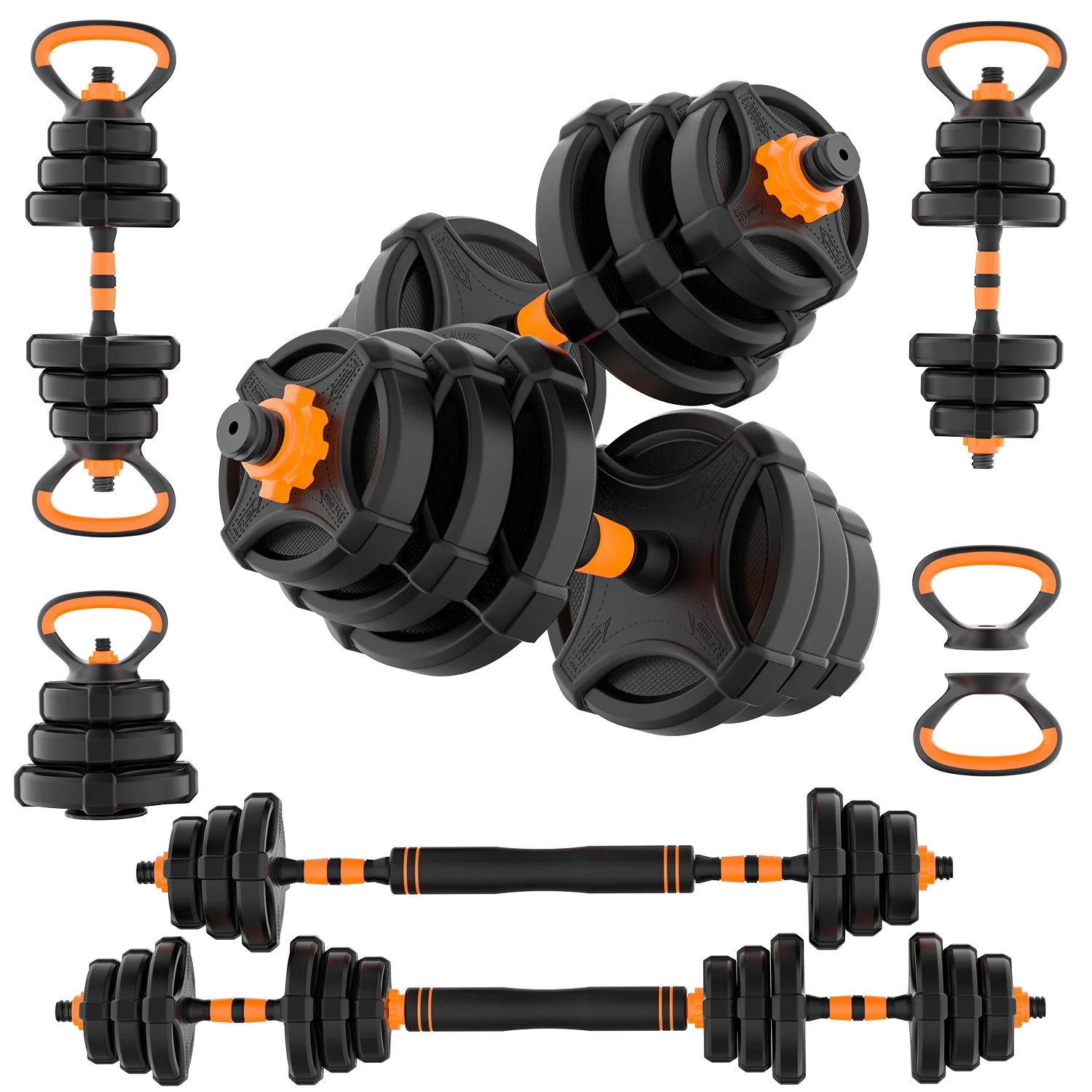 ARVAKOR Adjustable Weight Dumbbell Set - 4 in 1 Free Weight Set with Connector - Dumbbells, Barbells, Kettlebells, Push-Up Bars for Full Body Workout and Muscle Toning - Womvr