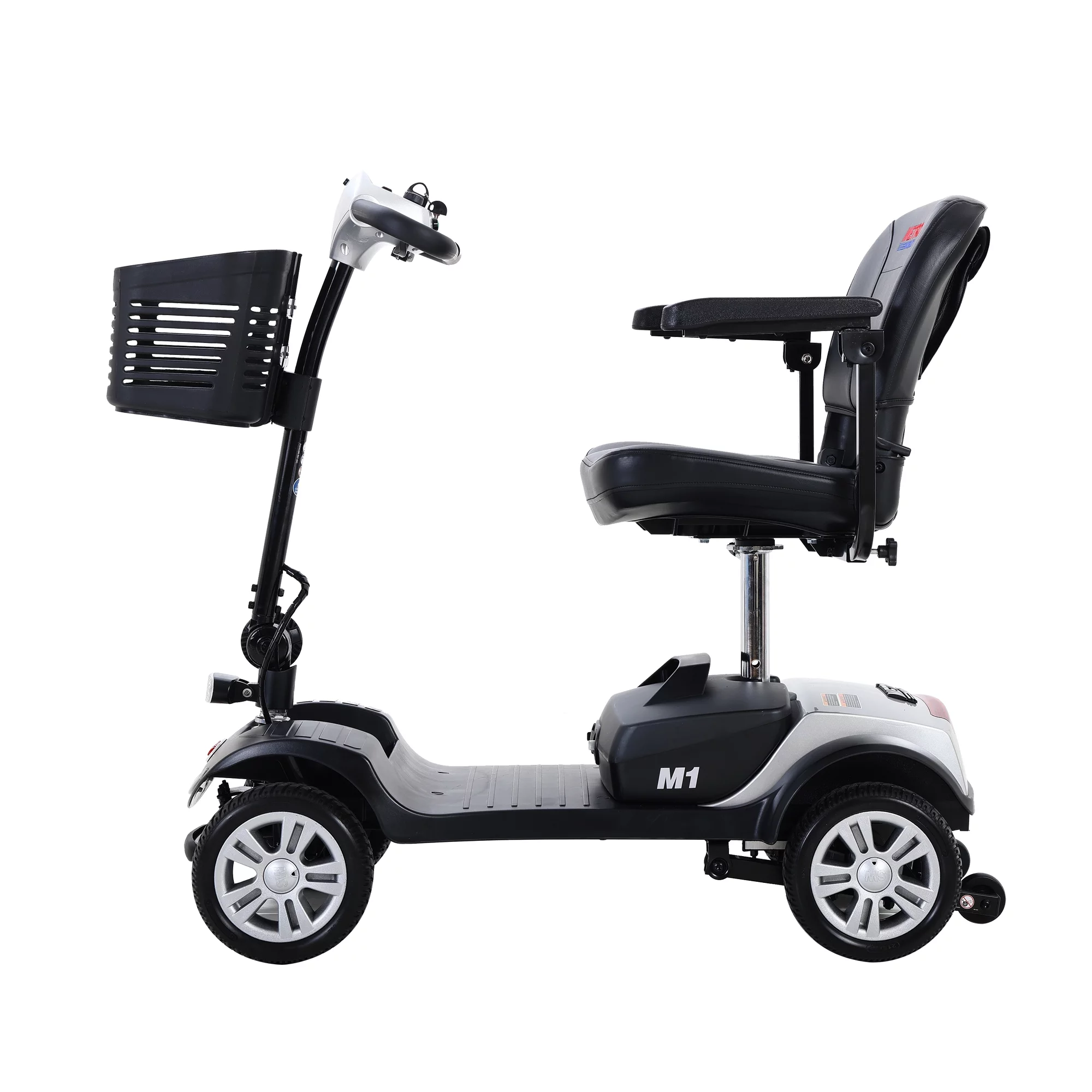 BTMWAY Mobility Scooter, 4 Wheels Electric Scooter for Seniors, Compact Folding Travel Mobility Scooters for Adult, Transformer Mobility Scooter with Swivel Seat, Front and Rear LED Light, Silver - Womvr