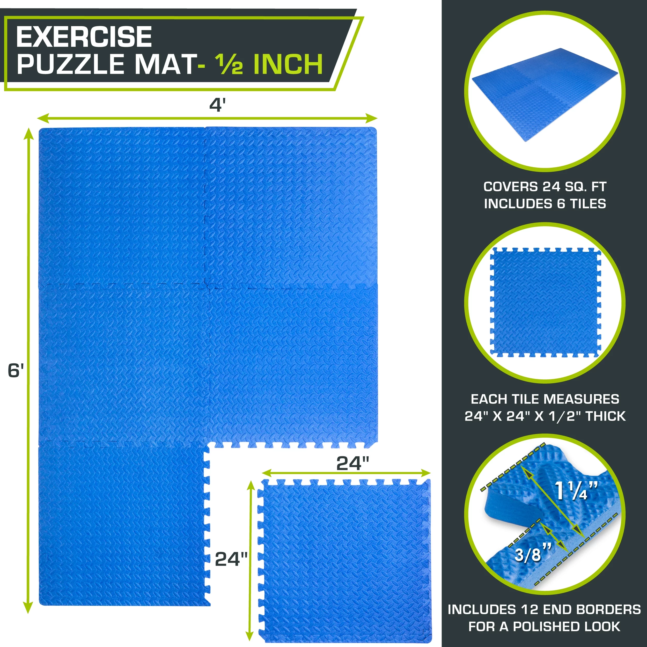 ProsourceFit Puzzle Exercise Mat, 1/2