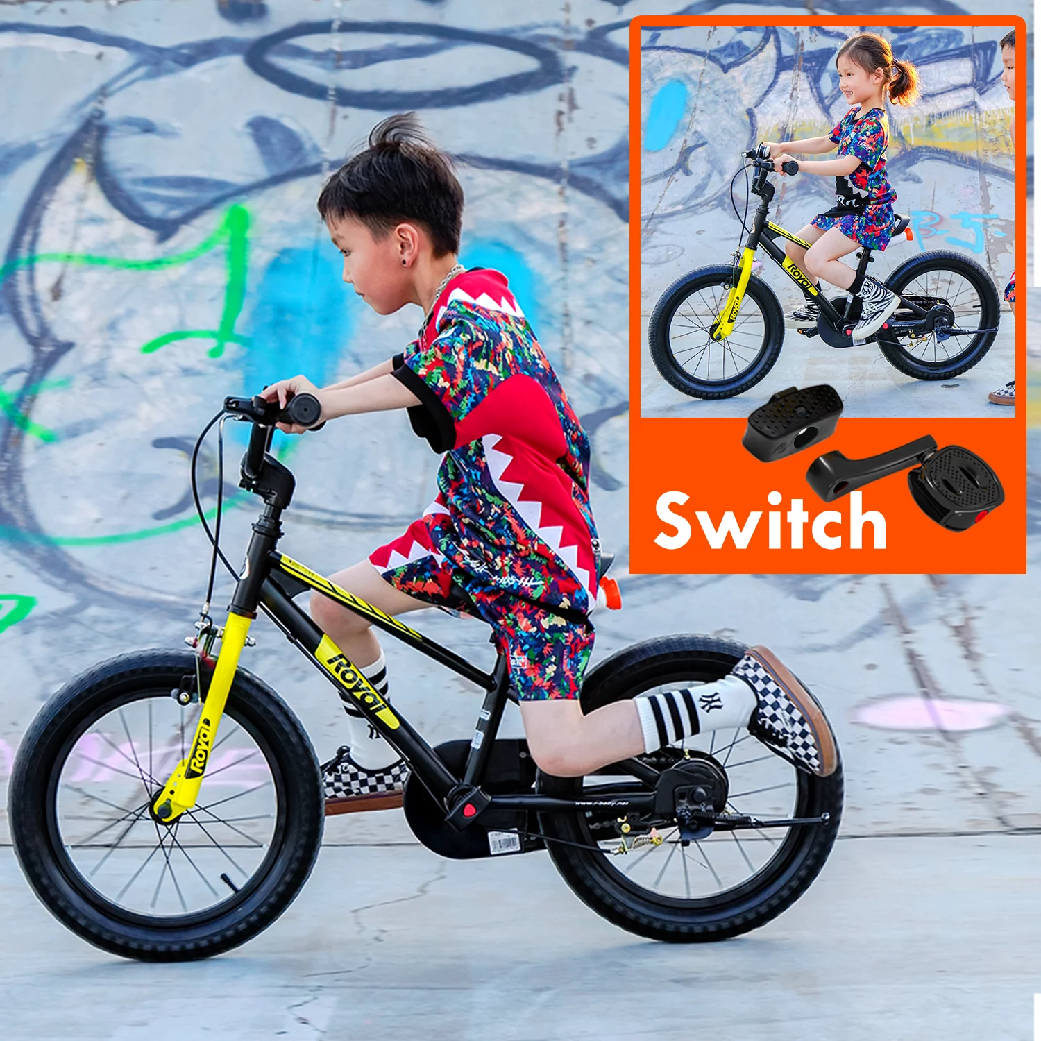 RoyalBaby EZ Kids Bike Easy Learn Balancing to Biking 16 Inch Balance & Pedal Bicycle Instant Assembly for Boys Girls Ages 4-7 Years Green - Womvr