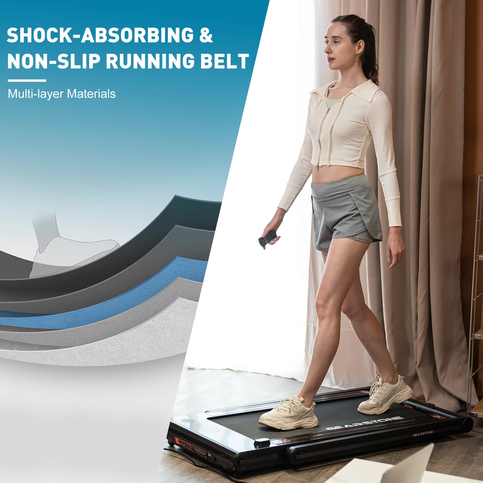 GEARSTONE 2 in 1 Folding Treadmill, Under Desk Treadmill Walking Electric Jogging Running Machine . Treadmill Home Gym Office Workout - Womvr
