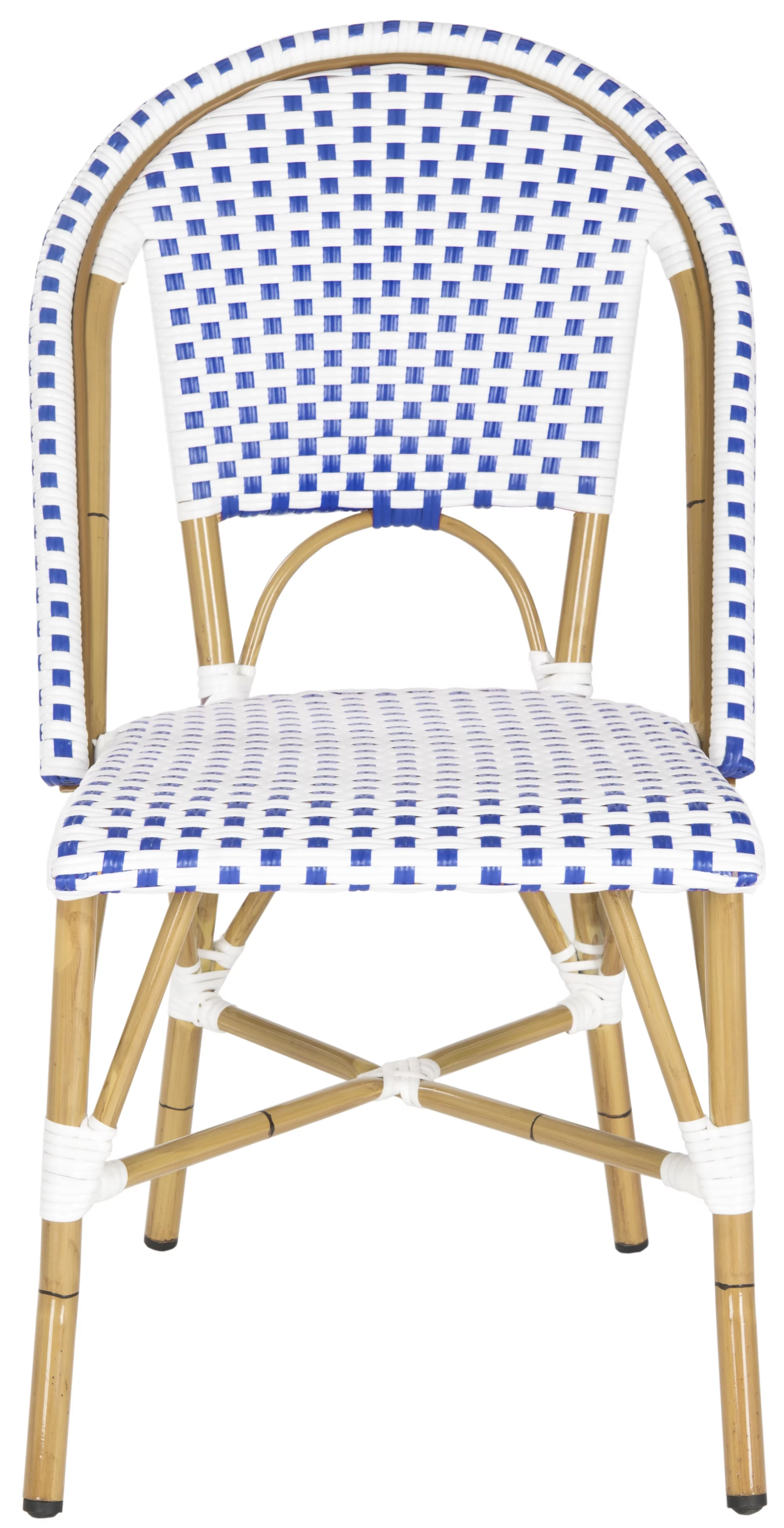 SAFAVIEH Salcha Outdoor French Bistro Side Chair, Blue/White, Set of 2 - Womvr