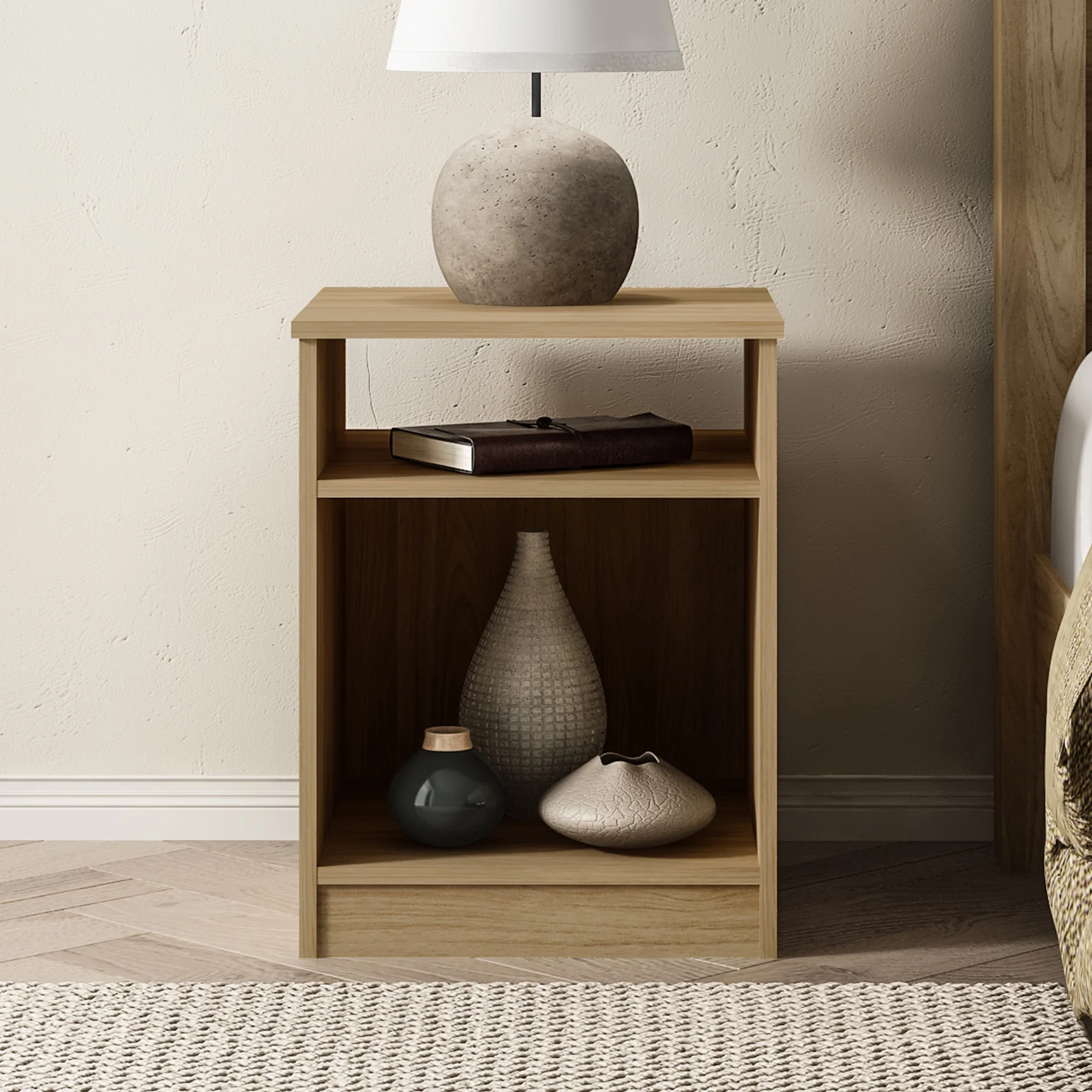 Mainstays Ardent Open Shelf Nightstand, White - Womvr