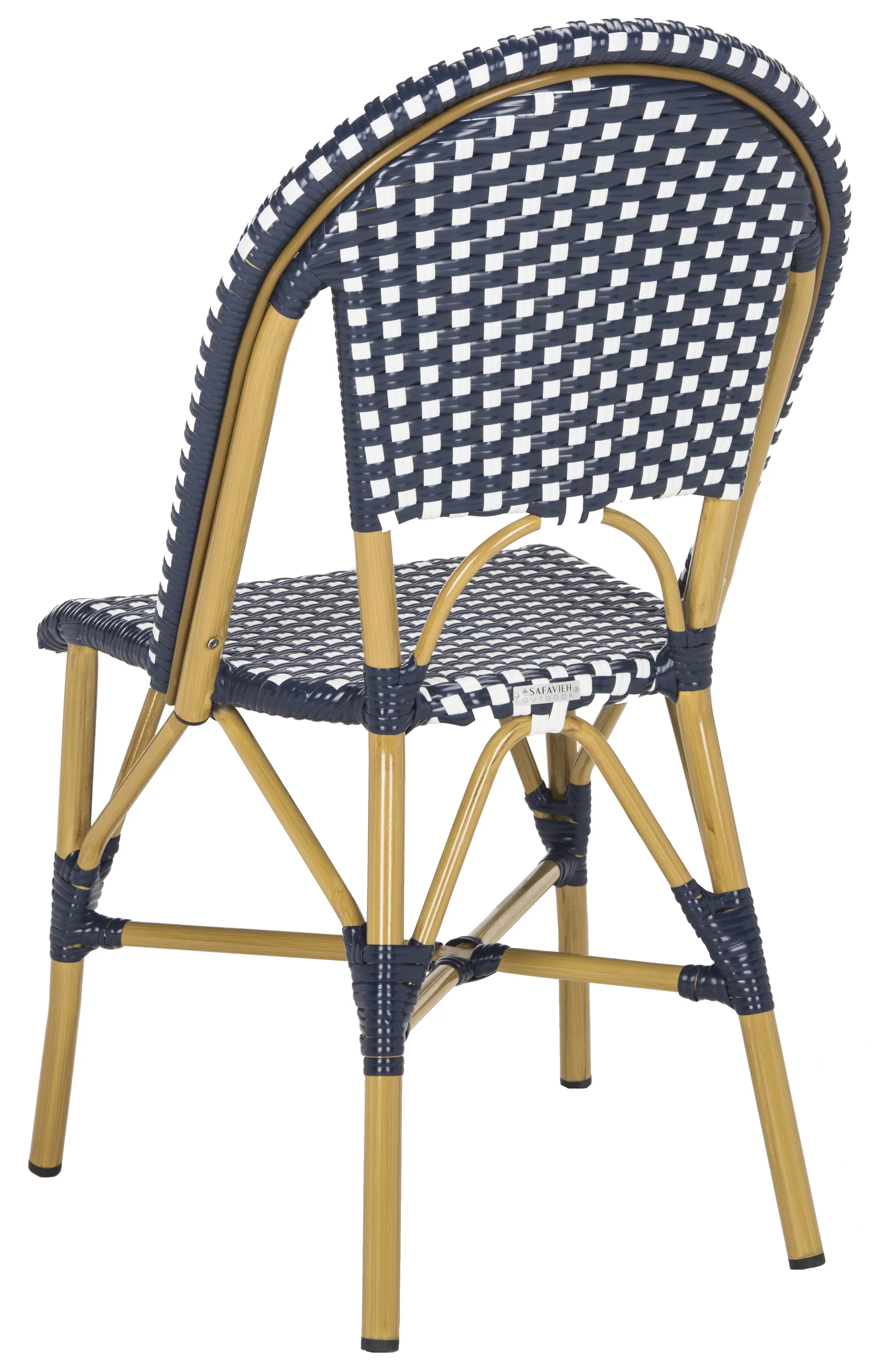 SAFAVIEH Salcha Outdoor French Bistro Side Chair, Blue/White, Set of 2 - Womvr
