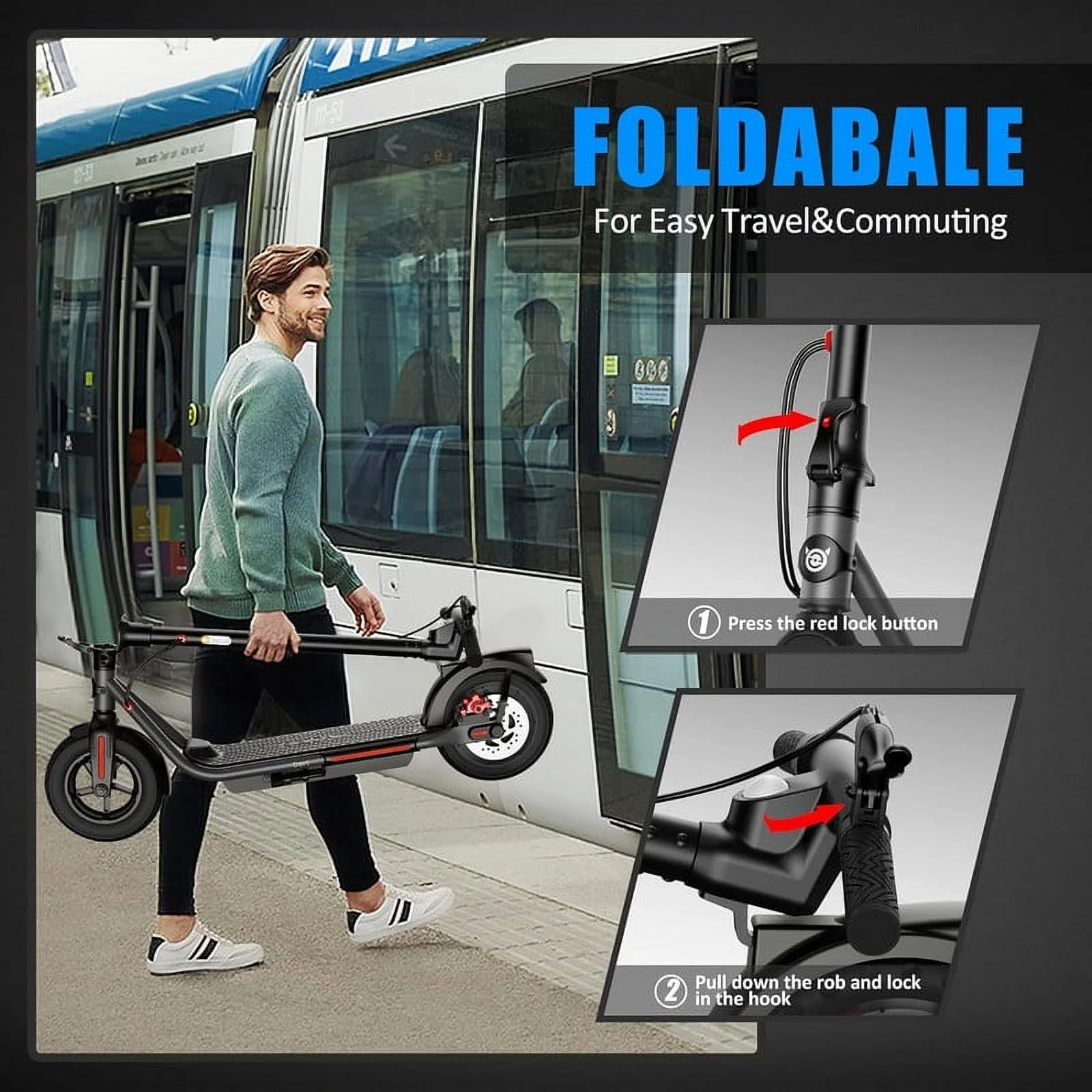 SISIGAD Adults Foldable Kick Scooter, Peak 500W Electric Commuter Scooter, 8.5