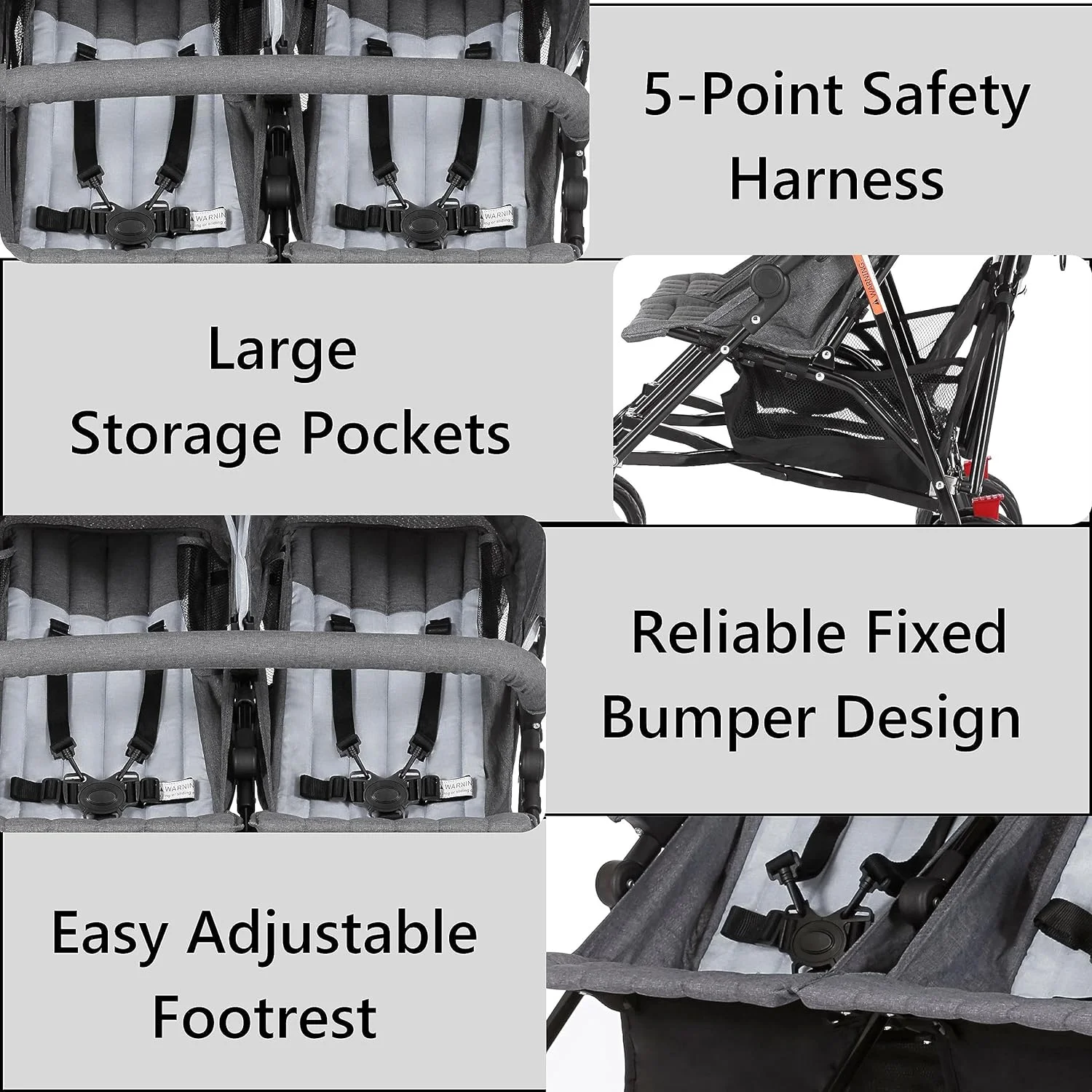 Dream On Me Vo o Twin Umbrella Stroller in Gray, Lightweight Double Stroller for Infant & Toddler, Compact Easy Fold, Large Storage Basket, Large and Adjustable Canopy - Womvr