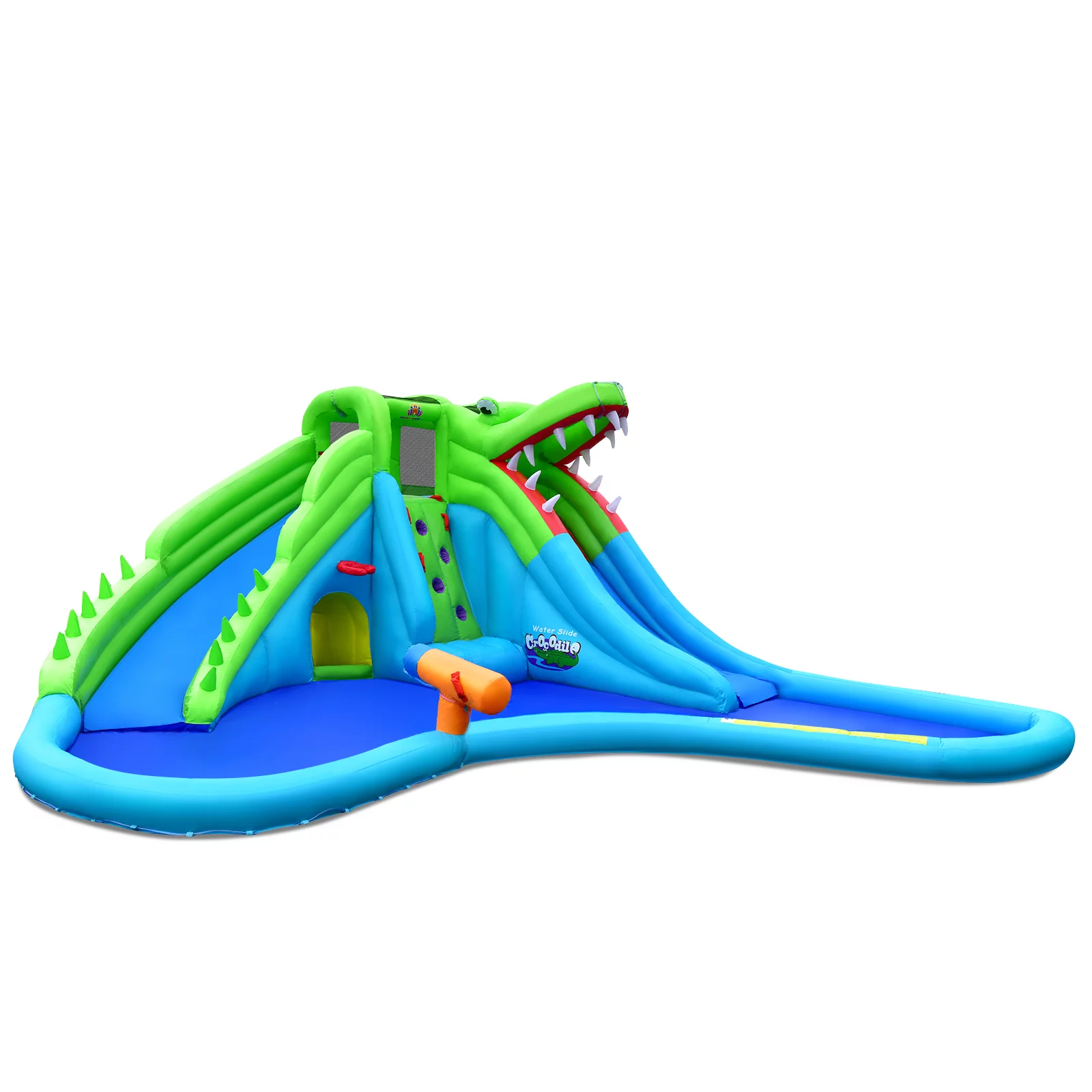 Topbuy Inflatable Splash Crocodile Water Slide Park Climbing Wall & Pool w/780W Blower - Womvr