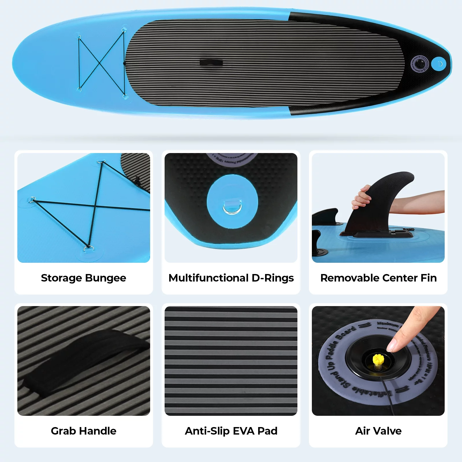 Pirecart 10ft Inflatable SUP Stand up Paddle Board with Backpack, Paddle, Leash - Womvr