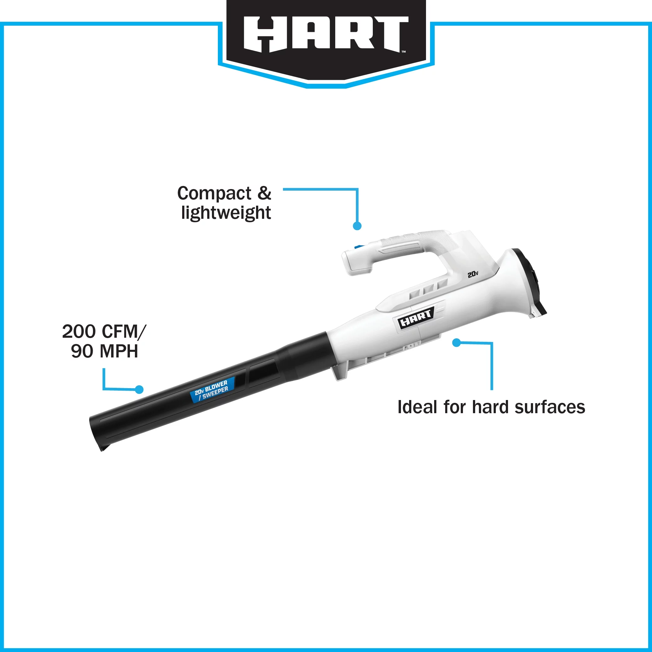 HART 20-Volt 10-inch String Trimmer/Bazooka Leaf Blower Combo Kit, (1) 2.0Ah Lithium-Ion Battery - Womvr