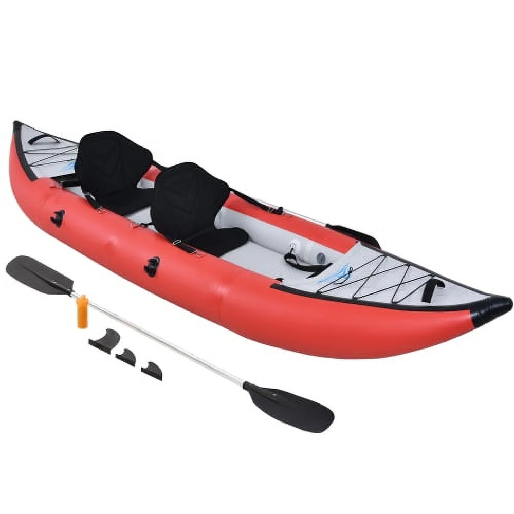 MKING Inflatable Kayak Set with Paddle & Air Pump, Deluxe Extended Version Tandem 2 Person Kayak,Portable Recreational Touring Kayak Foldable Fishing Touring Kayaks - Womvr