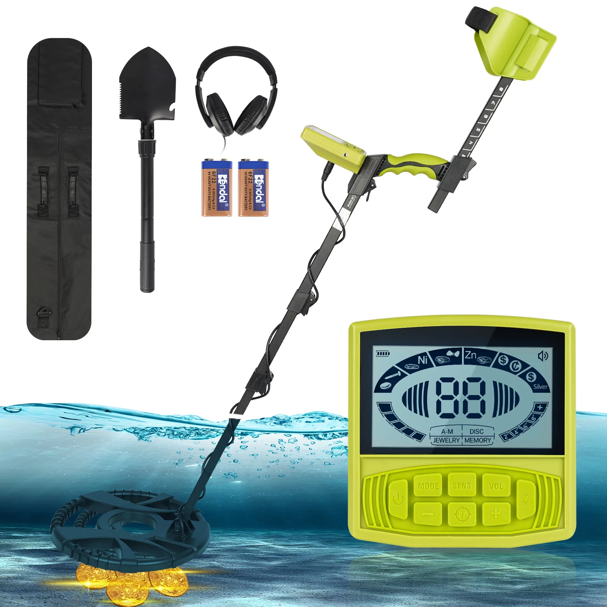 Metal Detector for Adults, Seizeen Lightweight Metal Detector Waterproof, LCD Kids Metal Detector Set  W/ 10'' Large Coil, Backpack, Shovel & Headphone for Outdoor Treasure Hunt, Adjustable 33''-52'' - Womvr