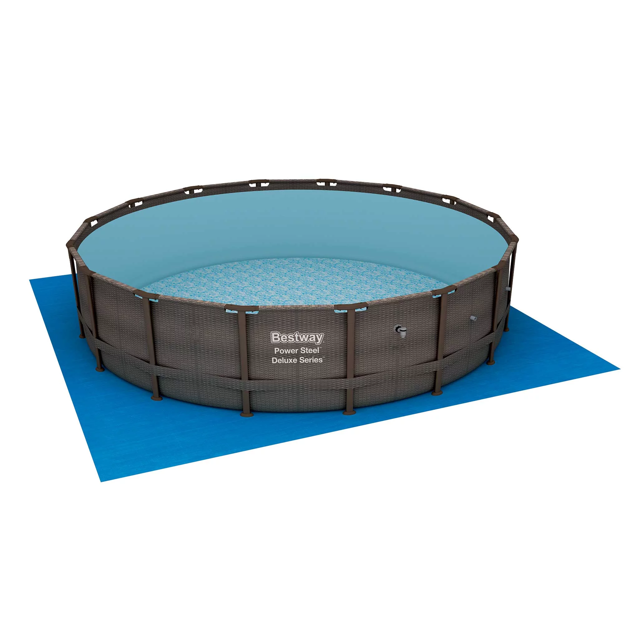 Bestway 15125 16ft x 48in Power Steel Round Frame Above Ground Pool Set & Pump - Womvr