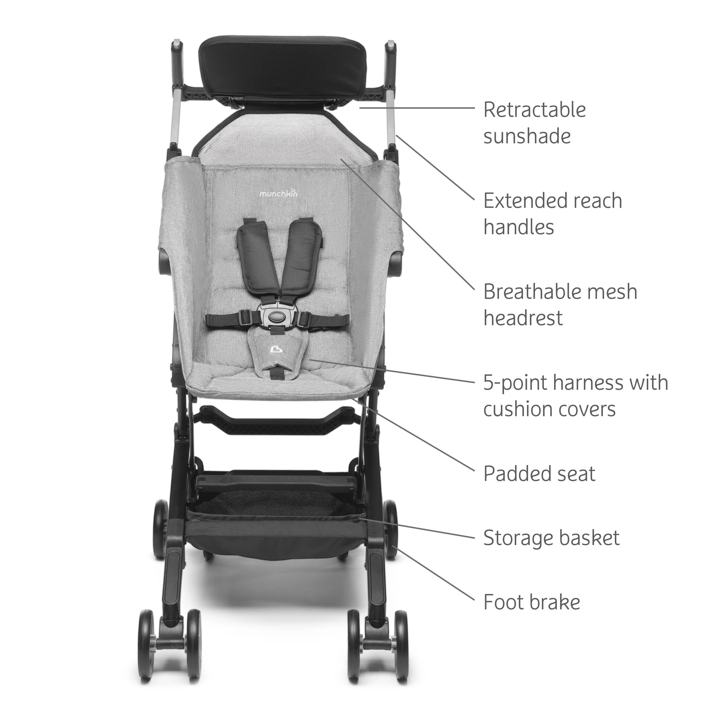 Munchkin? Sparrow? Ultra Compact Lightweight Travel Stroller for Babies & Toddlers, Black, Unisex - Womvr