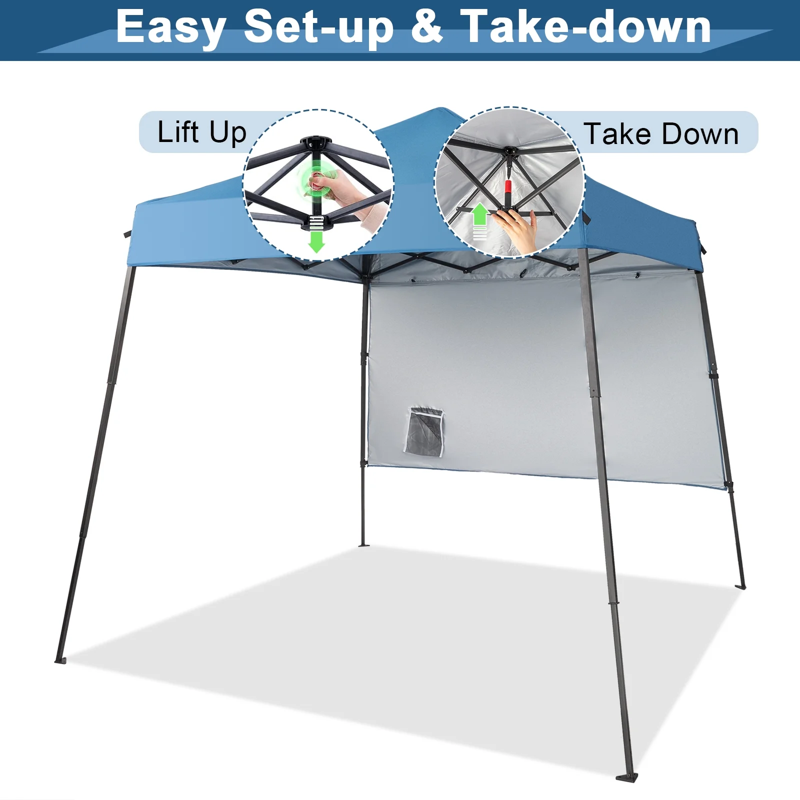 Zimtown 10ft x 10ft Base/8ft x 8ft Top Pop up Canopy Tent Instant Practical Waterproof Folding Tent with Carry Bag - Womvr