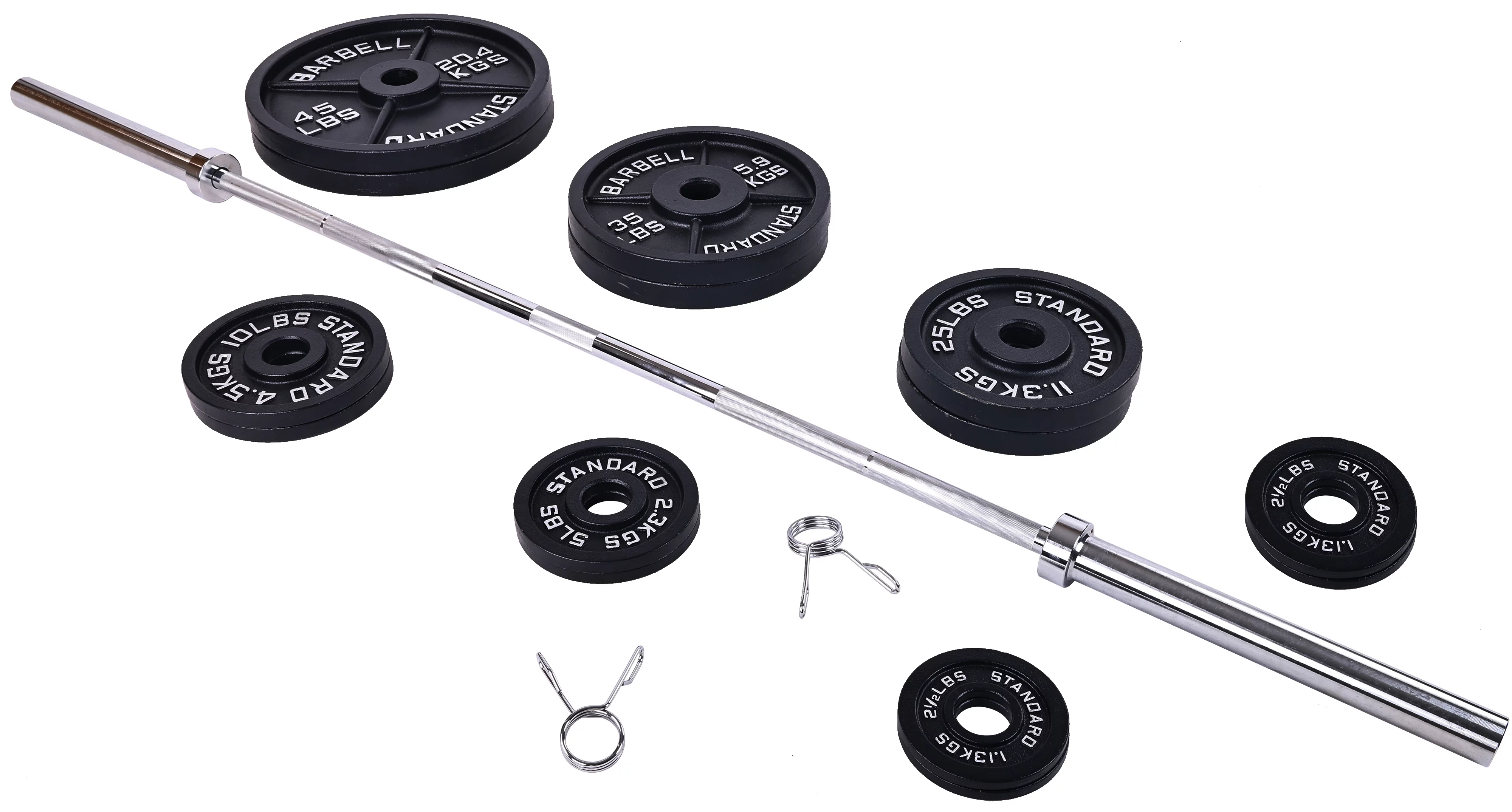 BalanceFrom Cast Iron Olympic Weight Including 7FT Olympic Barbell and Clips, 300-Pound Set (255 Pounds Plates + 45 Pounds Barbell), Multiple Packages - Womvr
