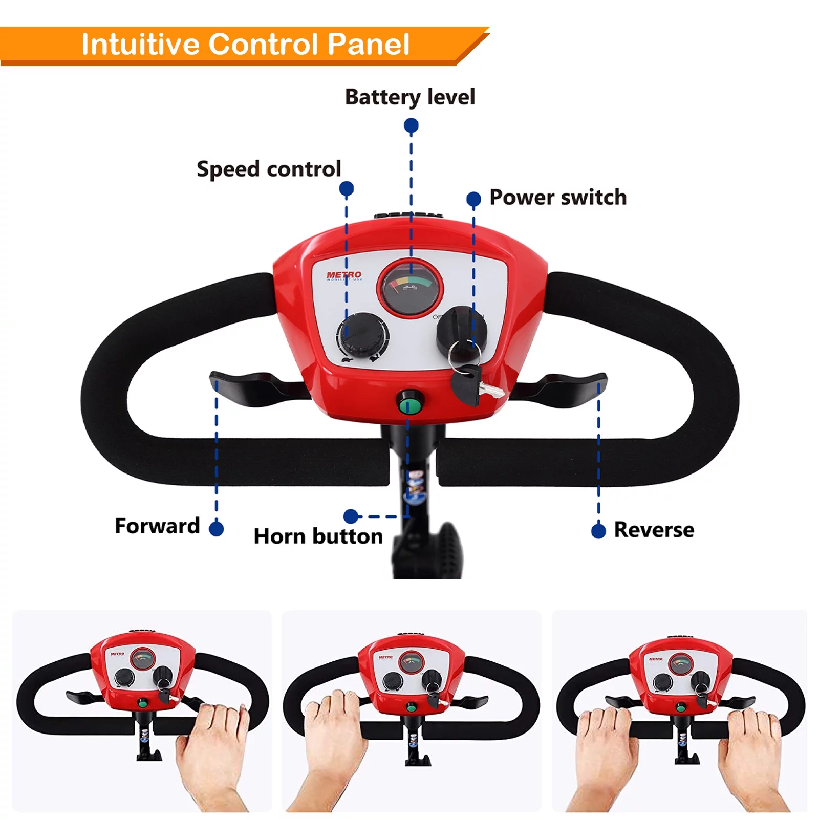 4 Wheels Folding Mobility Scooter for Seniors Adults with Baskets Blue - Womvr