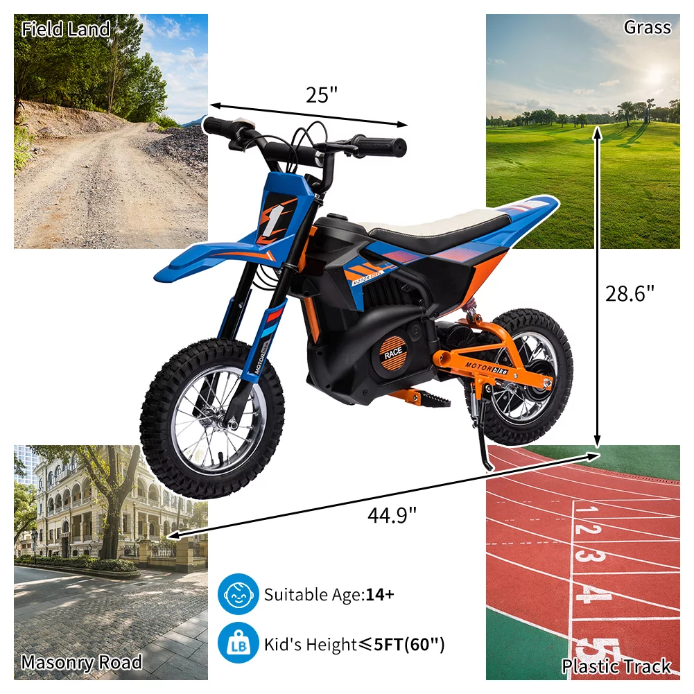 EastVita 24V 250W Electric Off-Road Motorcycle, Kids' Fast Speed Ride on Motocross Toys for Age 8+ Green - Womvr