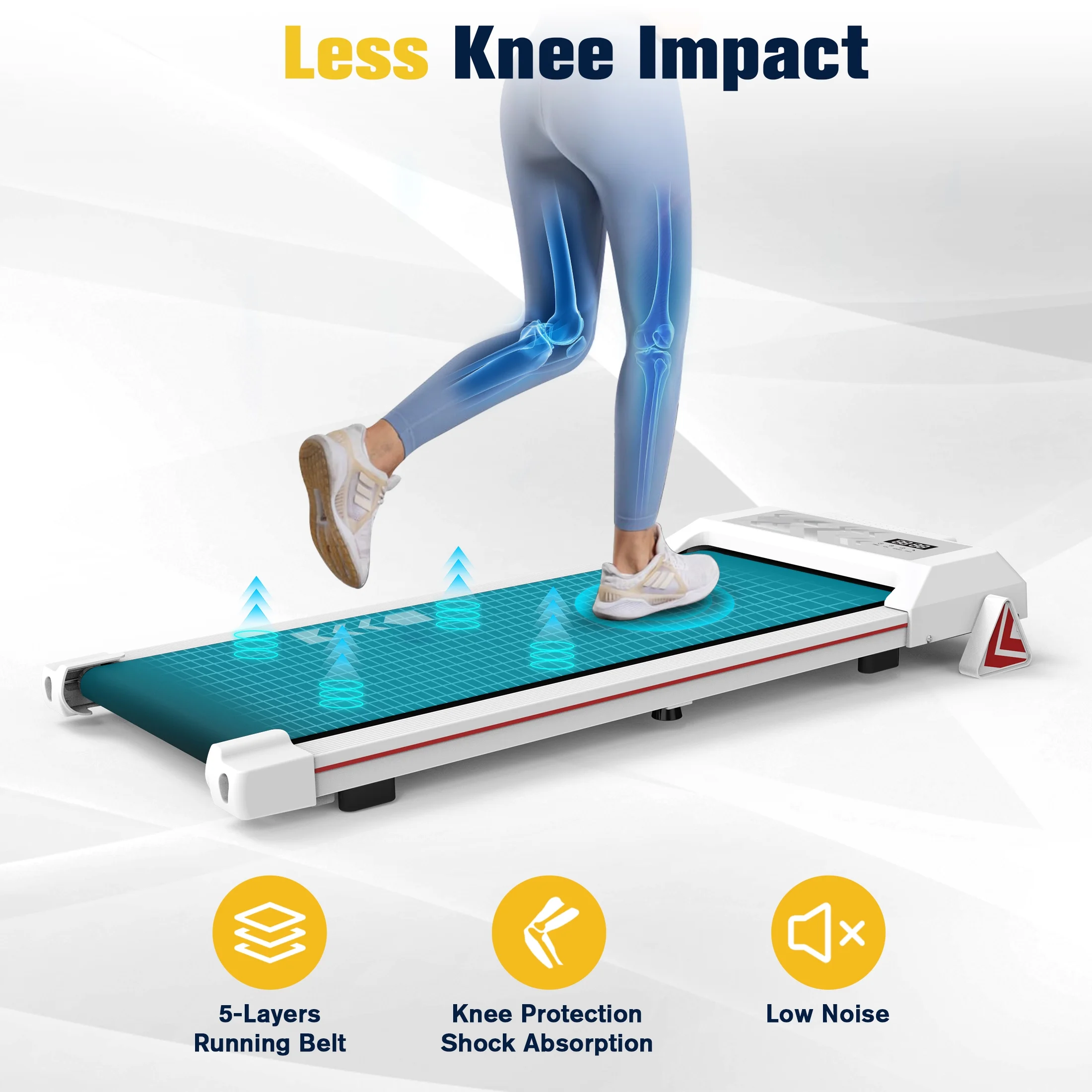 Incline Walking Pad Under Desk Treadmill Portable with Remote 265LBS 2.25HP Workout Fitness, Black - Womvr