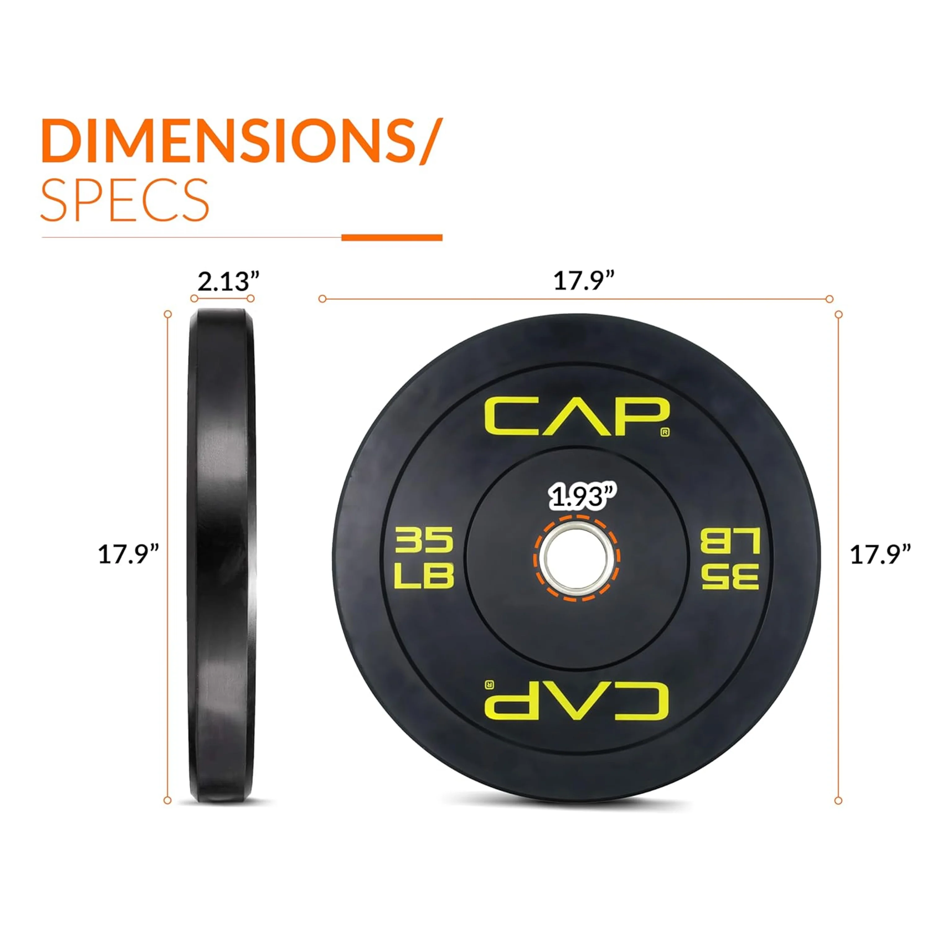 CAP Barbell Olympic Rubber Bumper Plates (Pairs/Singles by sizes) - Womvr