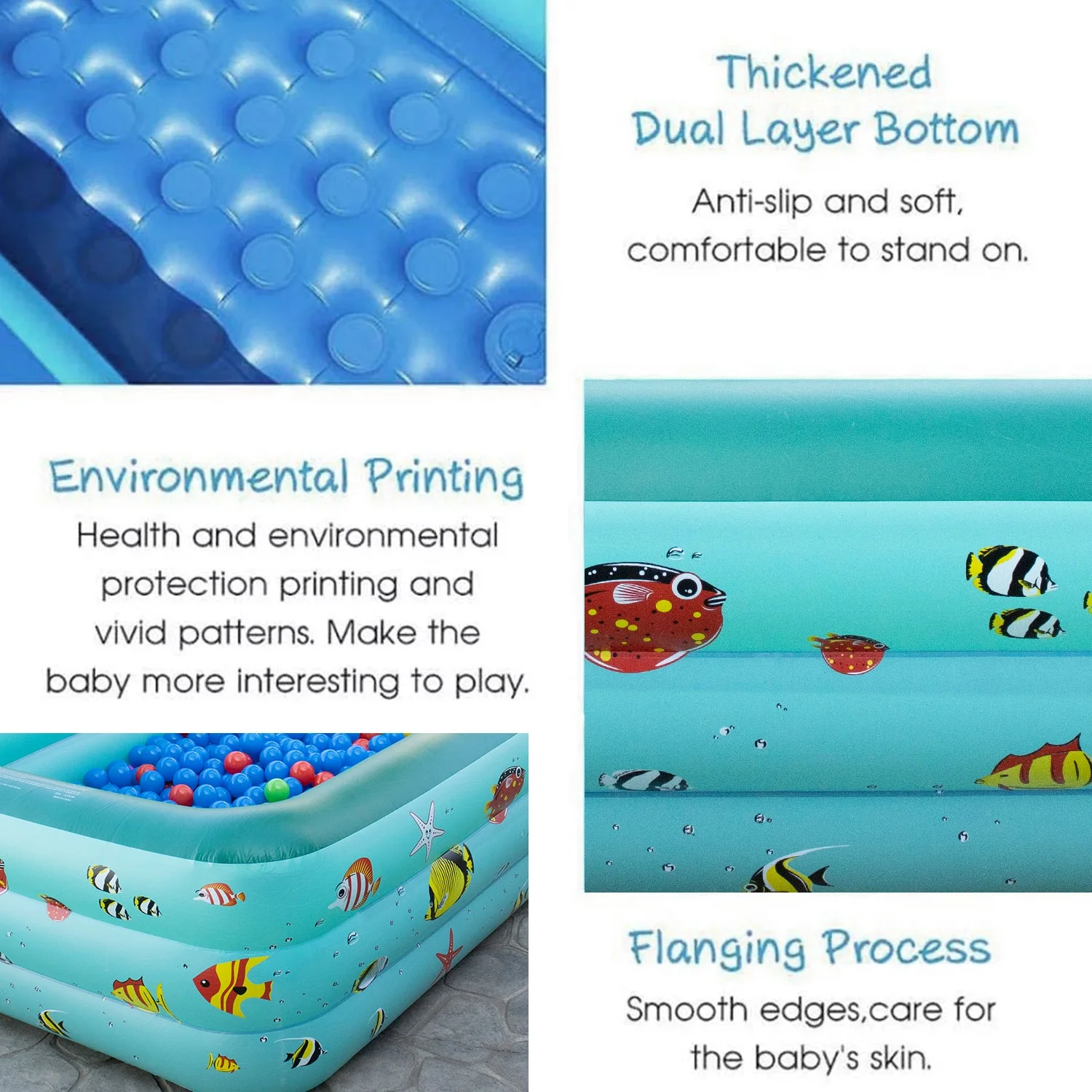 Inflatable Pool, 6.9 x 5 x 1.8 ft Family Swimming Pools for Kids, Toddlers, Infant, Adult, Rectangular, Thickened - Womvr