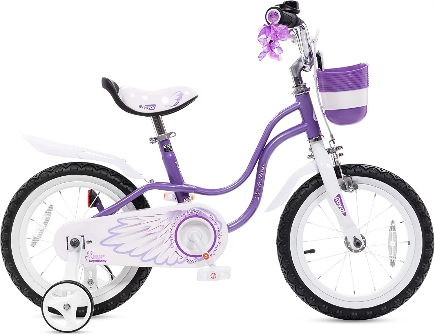 Royalbaby Little Swan Light Pink 16 Girl's Bicycle With Training Wheels and Basket - Womvr