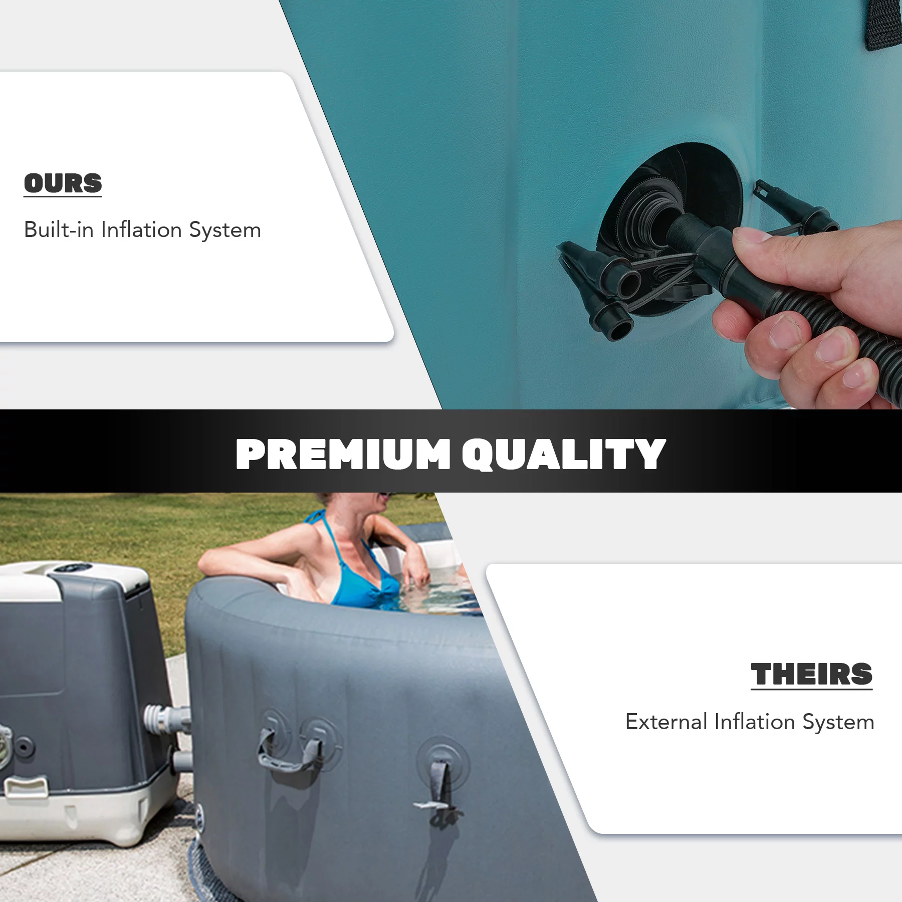 CO-Z 4 Person 6ft Inflatable Hot Tub Pool with Massage Jets and All Accessories Teal - Womvr