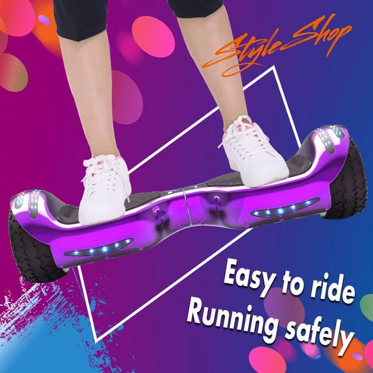 Hoverstar ul2272 Hoverboard All-Terrain LED Flash Wide All Terrian Wheel, Blue - Womvr