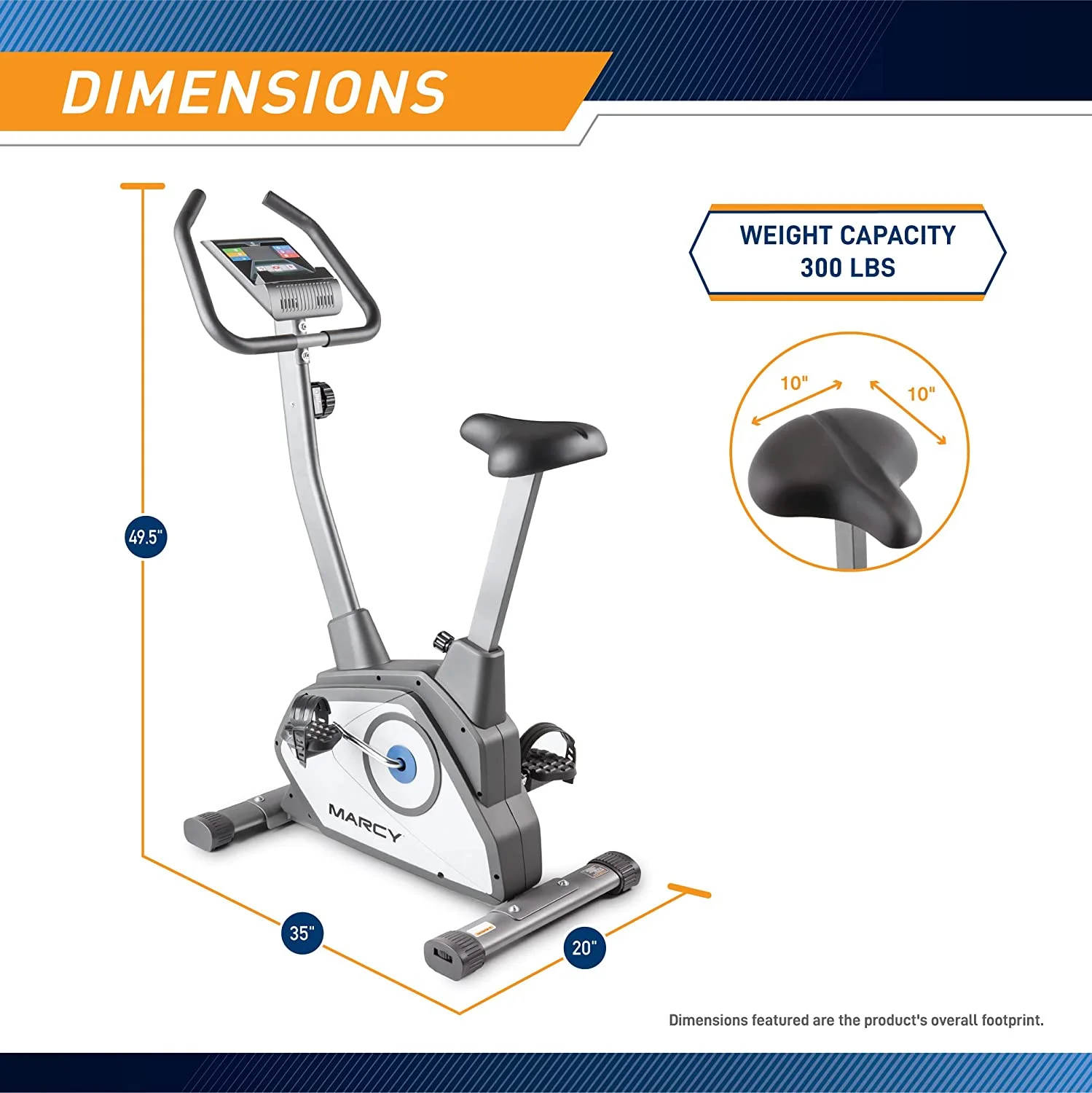 Marcy Upright Exercise Bike with Adjustable Seat and 8 Magnetic Resistance Levels NS-40504U - Womvr