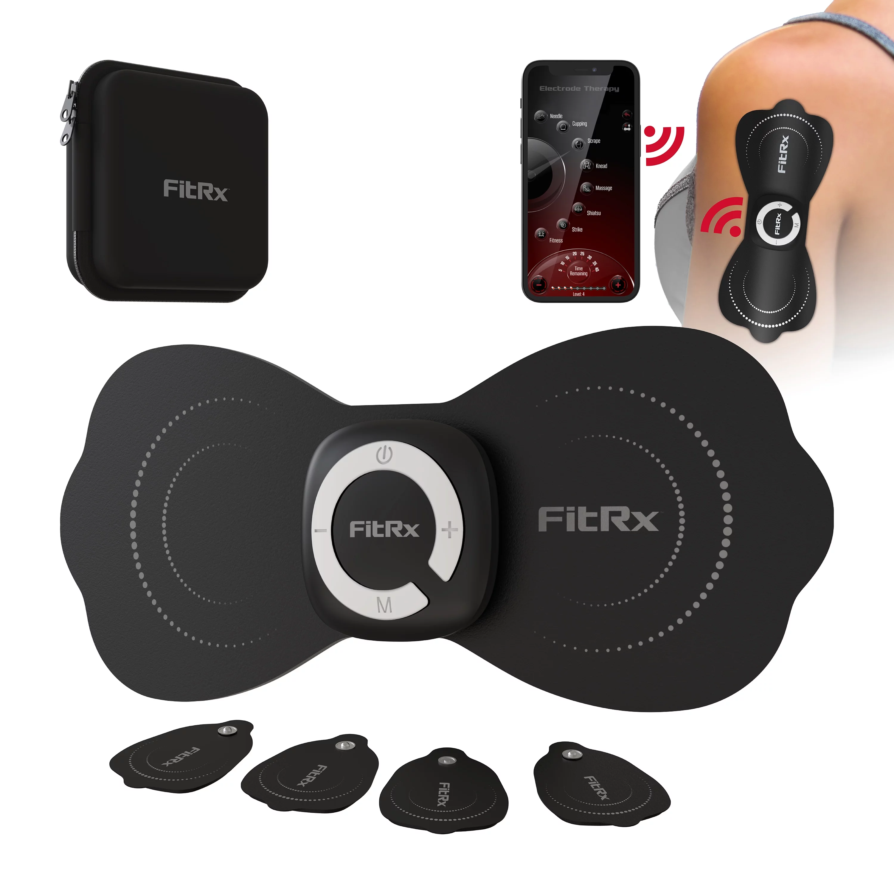FitRx Electrode Wireless Massager - Rechargeable TENS Unit Muscle Stimulator with App Control - Womvr