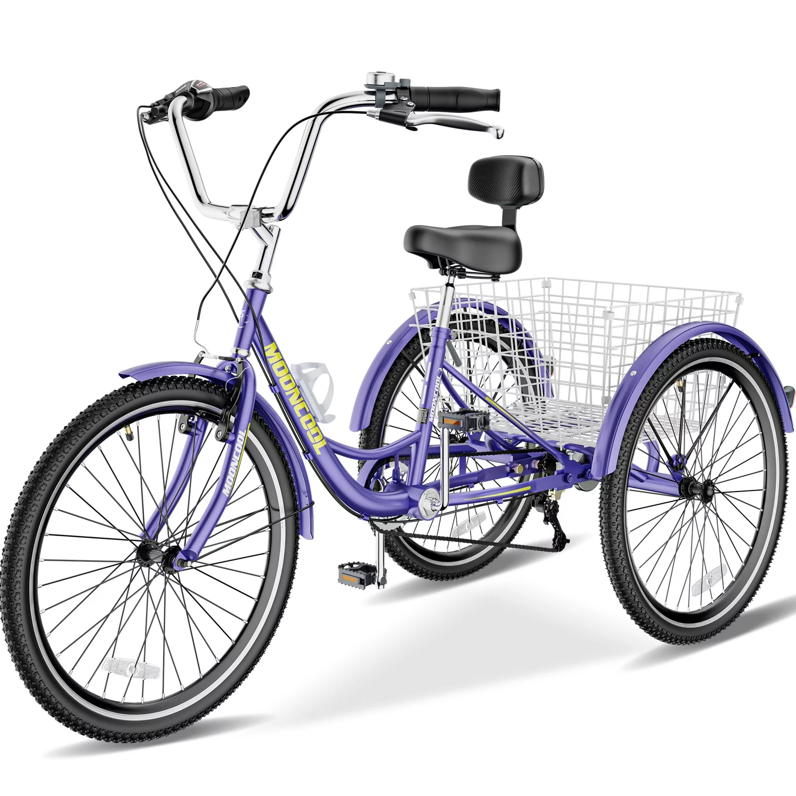 MOPHOTO Adult Tricycle 20/24/26 inch 3 Wheel Bicycle,3 Wheel Bikes for Adults,7 Speed Low Stepover Frame Tricycle with Basket/Bell,3 Wheel Bicycle for Seniors,Women,Men - Womvr