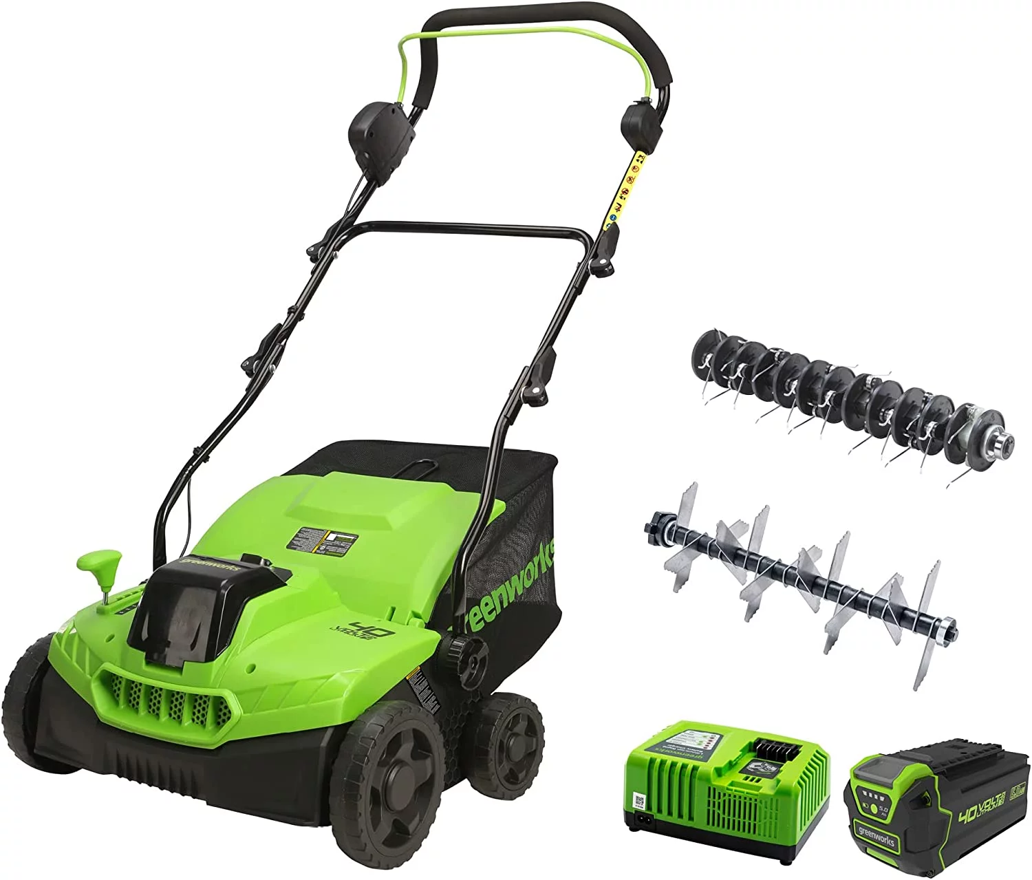 Greenworks 40V (2-In-1) Dethatcher / Scarifier, 5Ah USB Battery and Rapid Charger Included, DT40B510 - Womvr