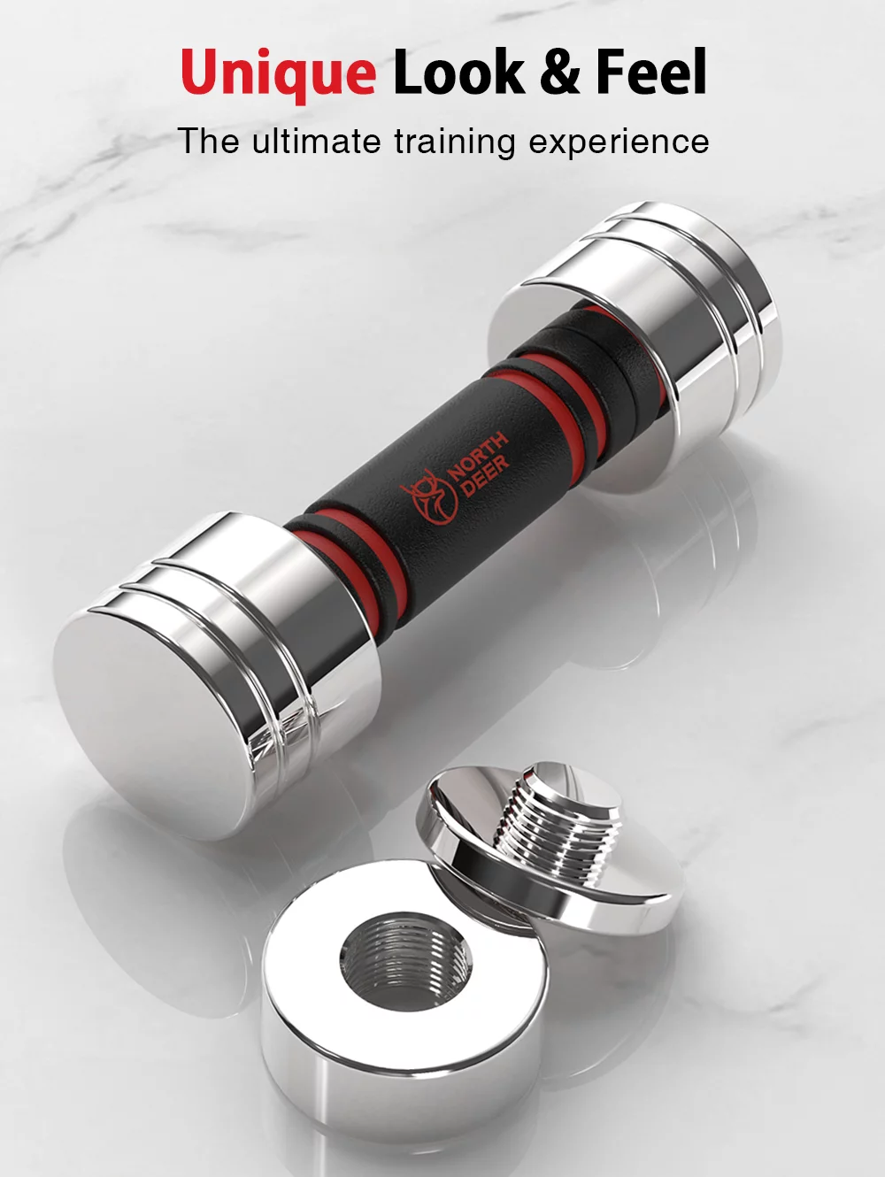 Northdeer Adjustable Dumbbells Pair Steel Weight Set 5lb 10lb 15lb 20lb 30lb 50lb Weights for Lifting Gym Fitness with Foam Handle, Silver - Womvr