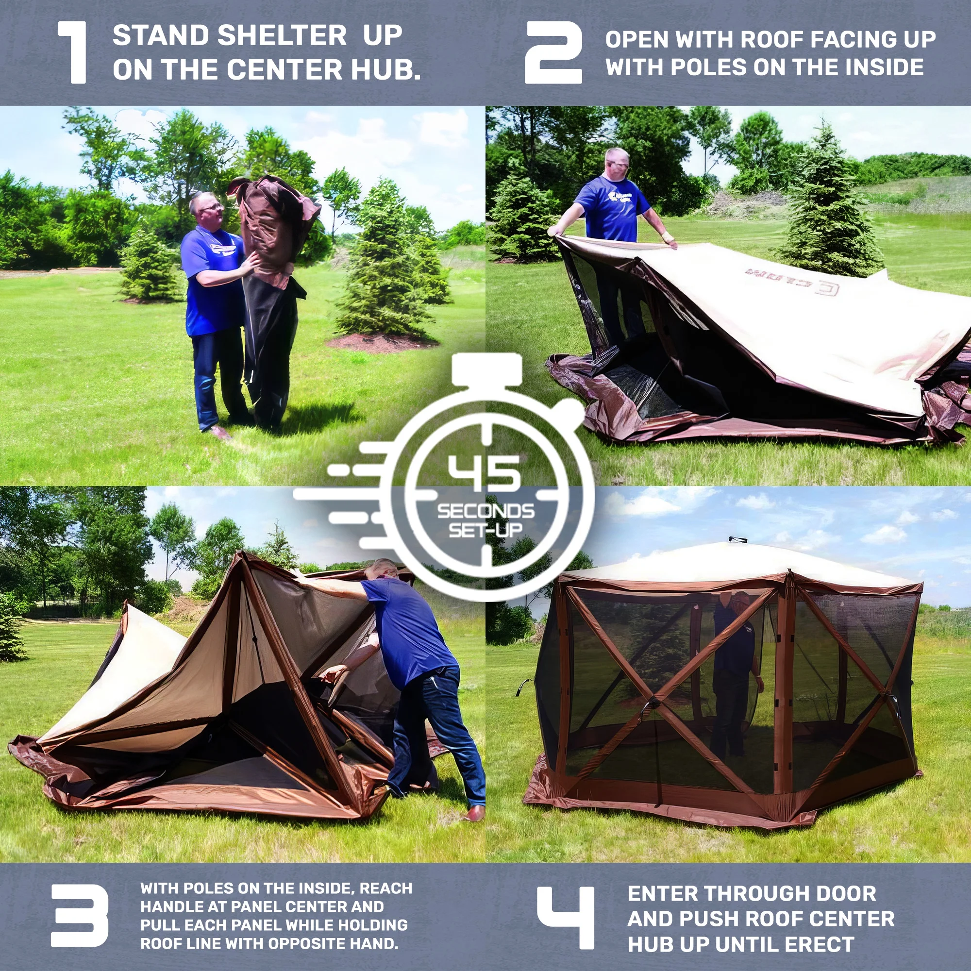 CLAM Quick-Set 9 x 9 Ft Venture Portable Outdoor Canopy Shelter, Green/Tan - Womvr