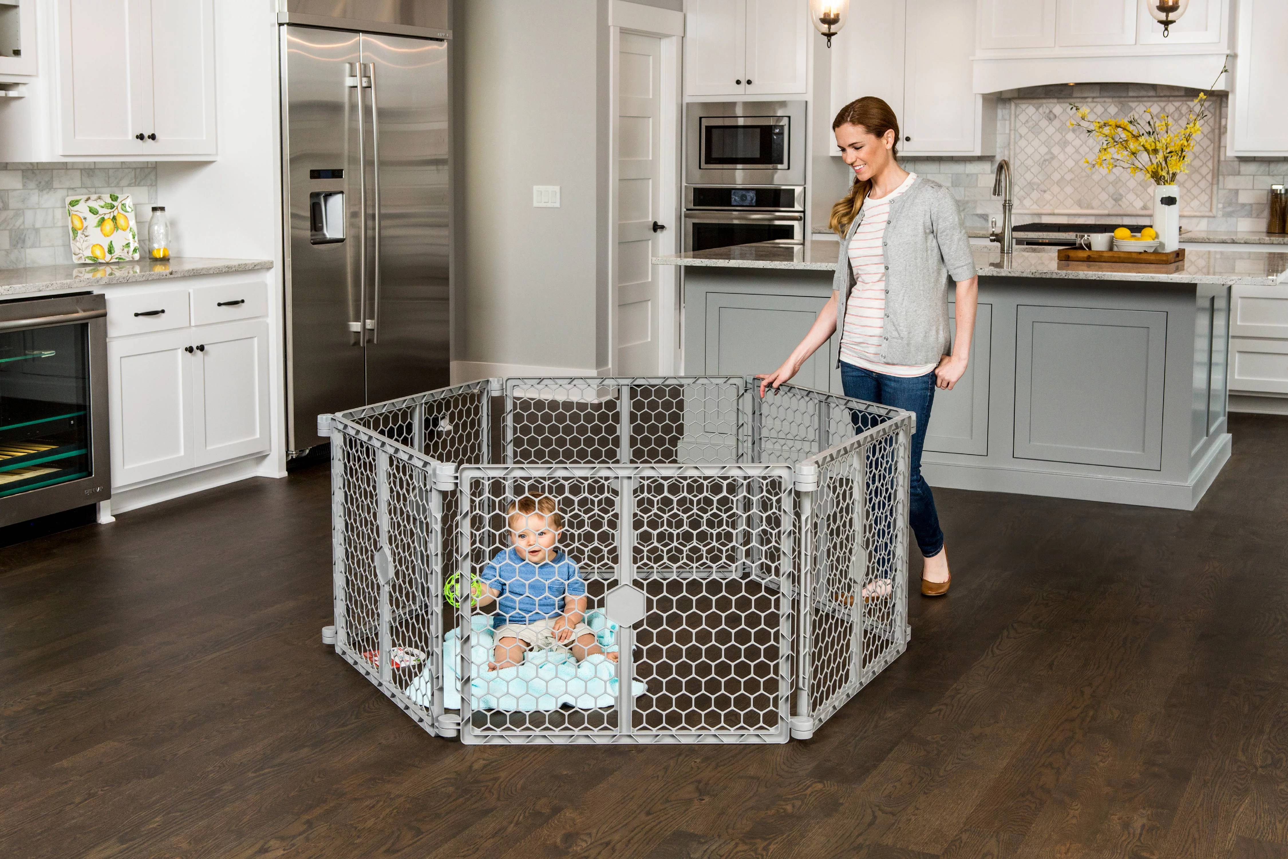 Regalo Plastic 192 inch Super Wide Baby Gate and Play Yard, 2-in-1, Ages 6 to 24 Months - Womvr