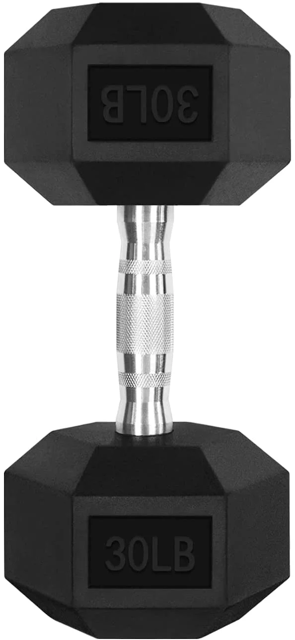 RitFit Rubber Hex Dumbbell Weight 5-60 Lbs. with Metal Handle for Strength Training, Full Body Functional Workouts - Womvr