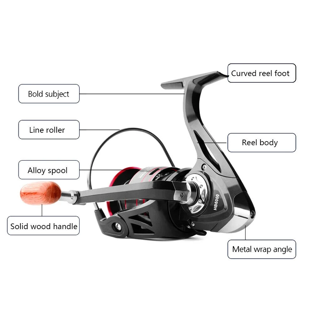 Heavy Duty Spinning Reel Saltwater Offshore Fishing Reel Max Drag 18lbs HB500-HB6000 - Womvr