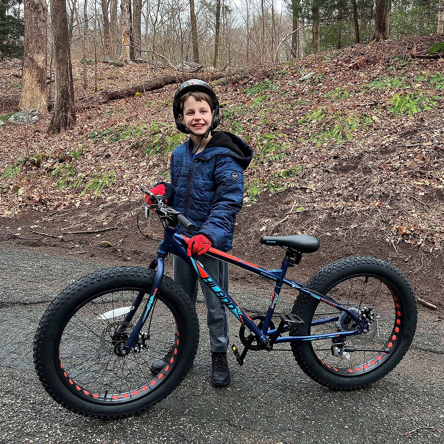 Hiland Kids Fat Tire Bike, Shimano 7-Speed, Dual-Disc Brakes, 20 inch Kids Trail Mountain Bike for Boys Girls, Silver - Womvr