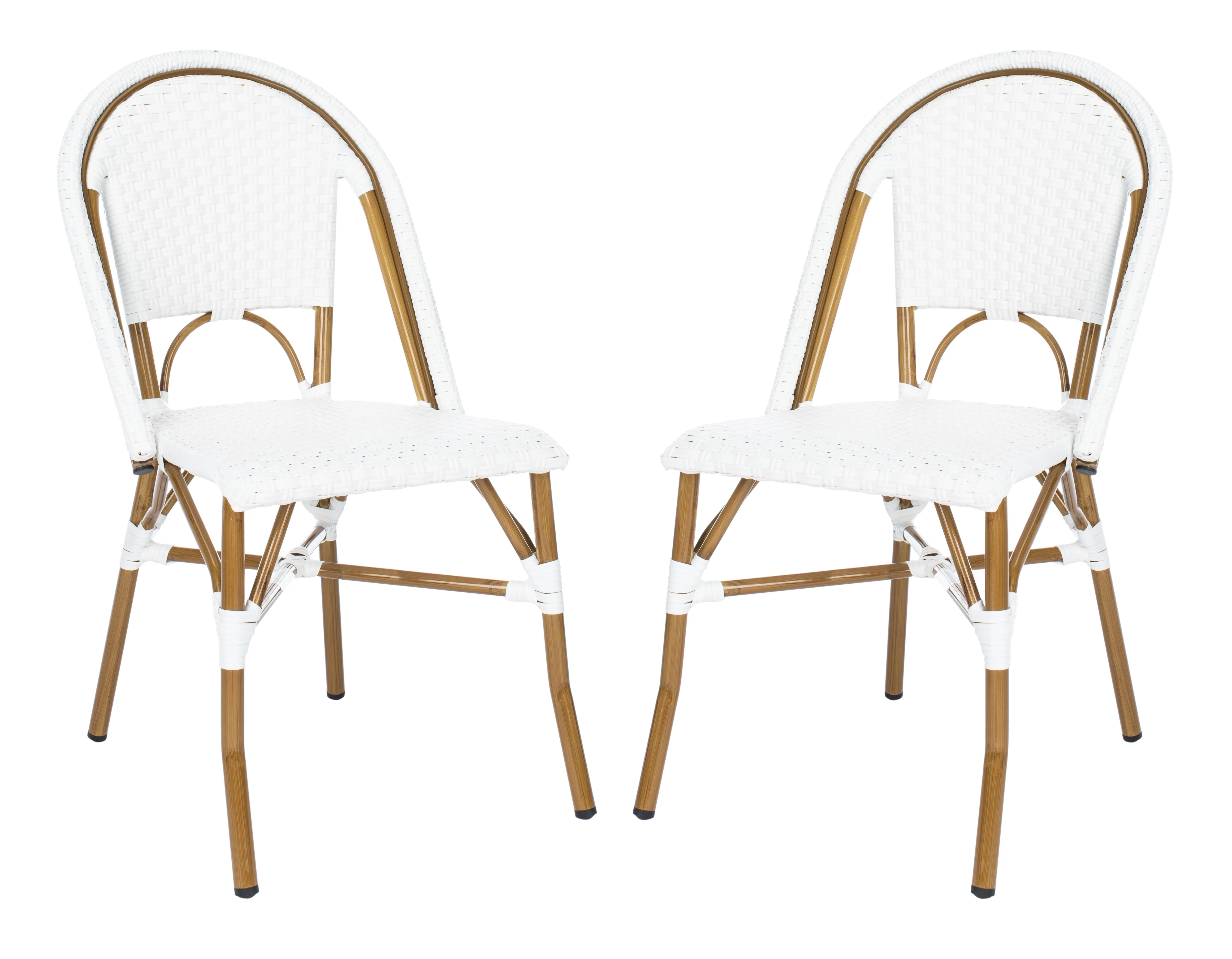 SAFAVIEH Salcha Outdoor French Bistro Side Chair, Blue/White, Set of 2 - Womvr