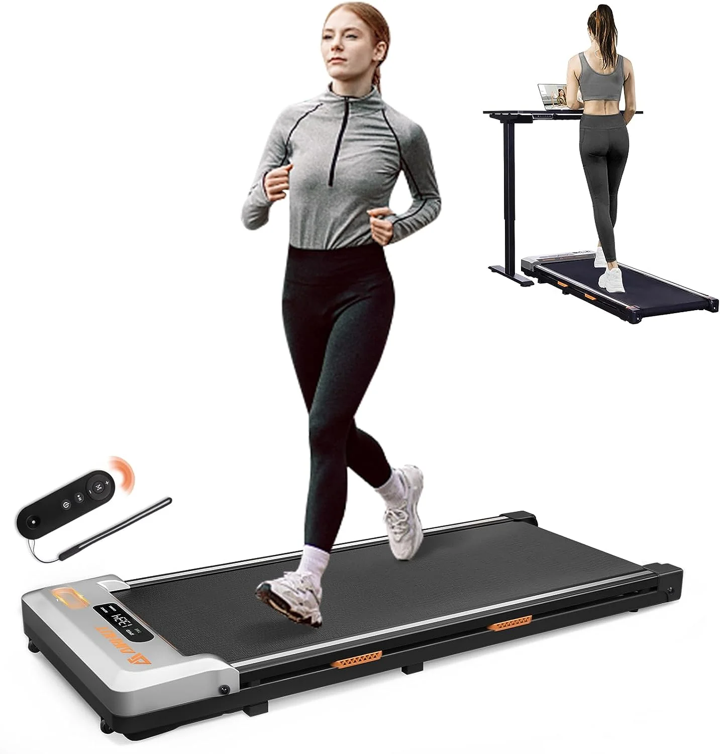 AMZFUN Under Desk Treadmill, Walking Pad 2 in 1 for Walking and Jogging (Black) - Womvr
