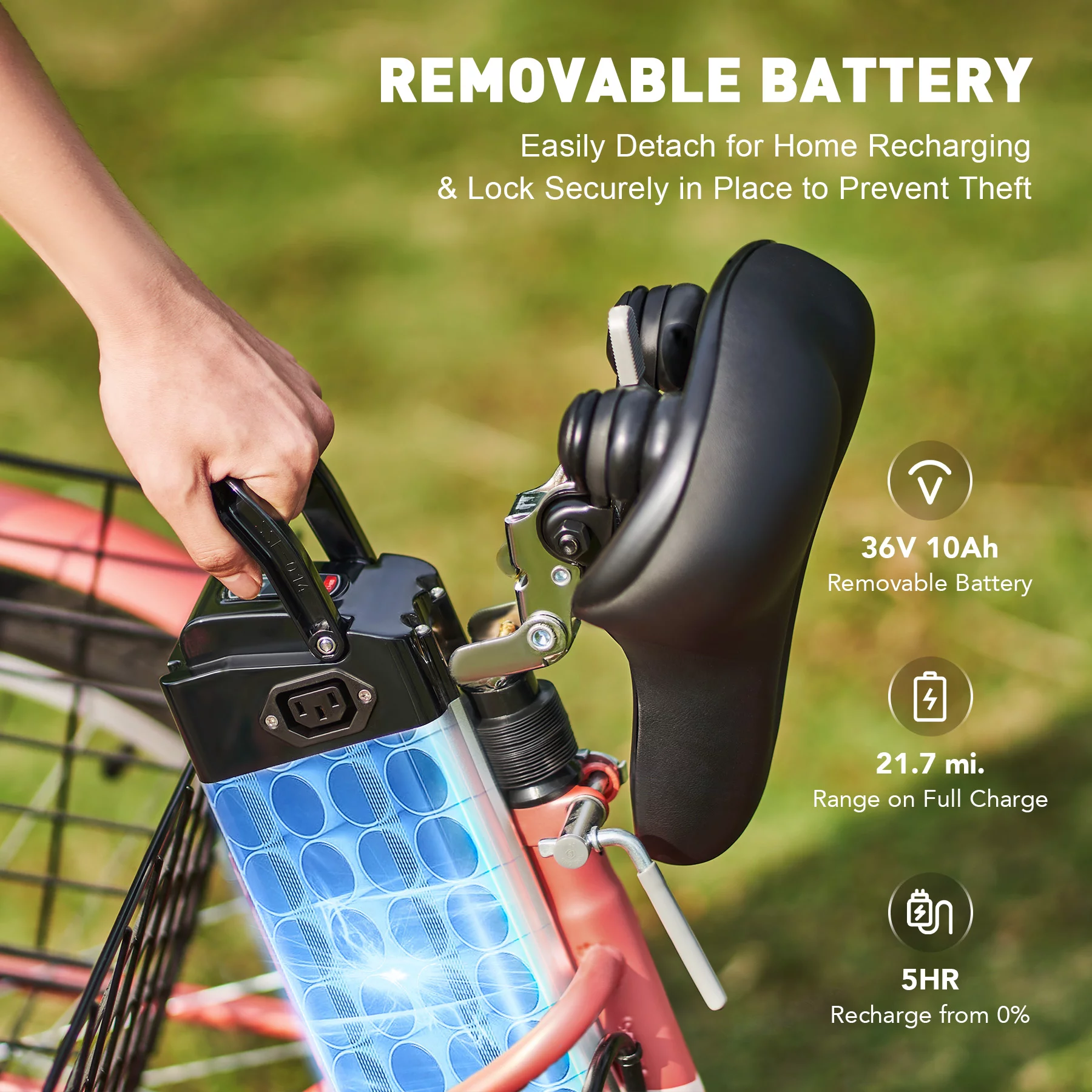 VIRIBUS 24 Inch Adult Trike 350W Dual Chain Electric Tricycle 36V 10Ah Navy - Womvr